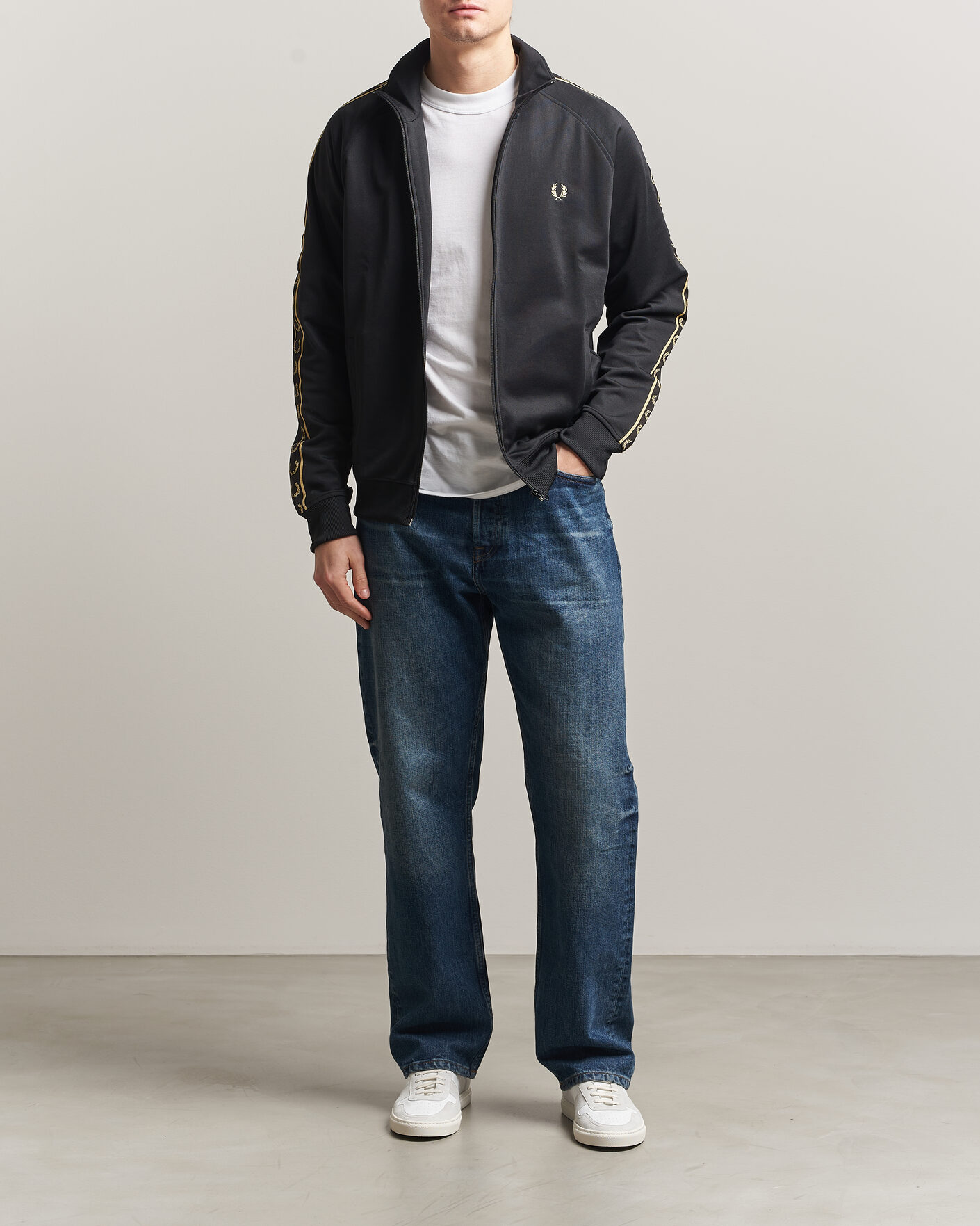 Herre | Gensere | Fred Perry | Taped Track Jacket Black