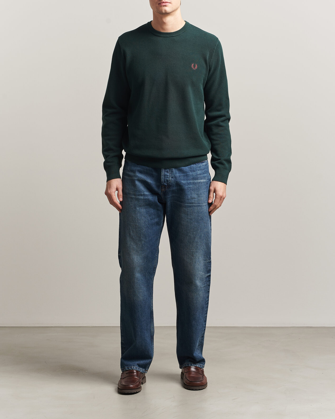 Herre | Gensere | Fred Perry | Piqué Stitched Sweater Grassroots Green