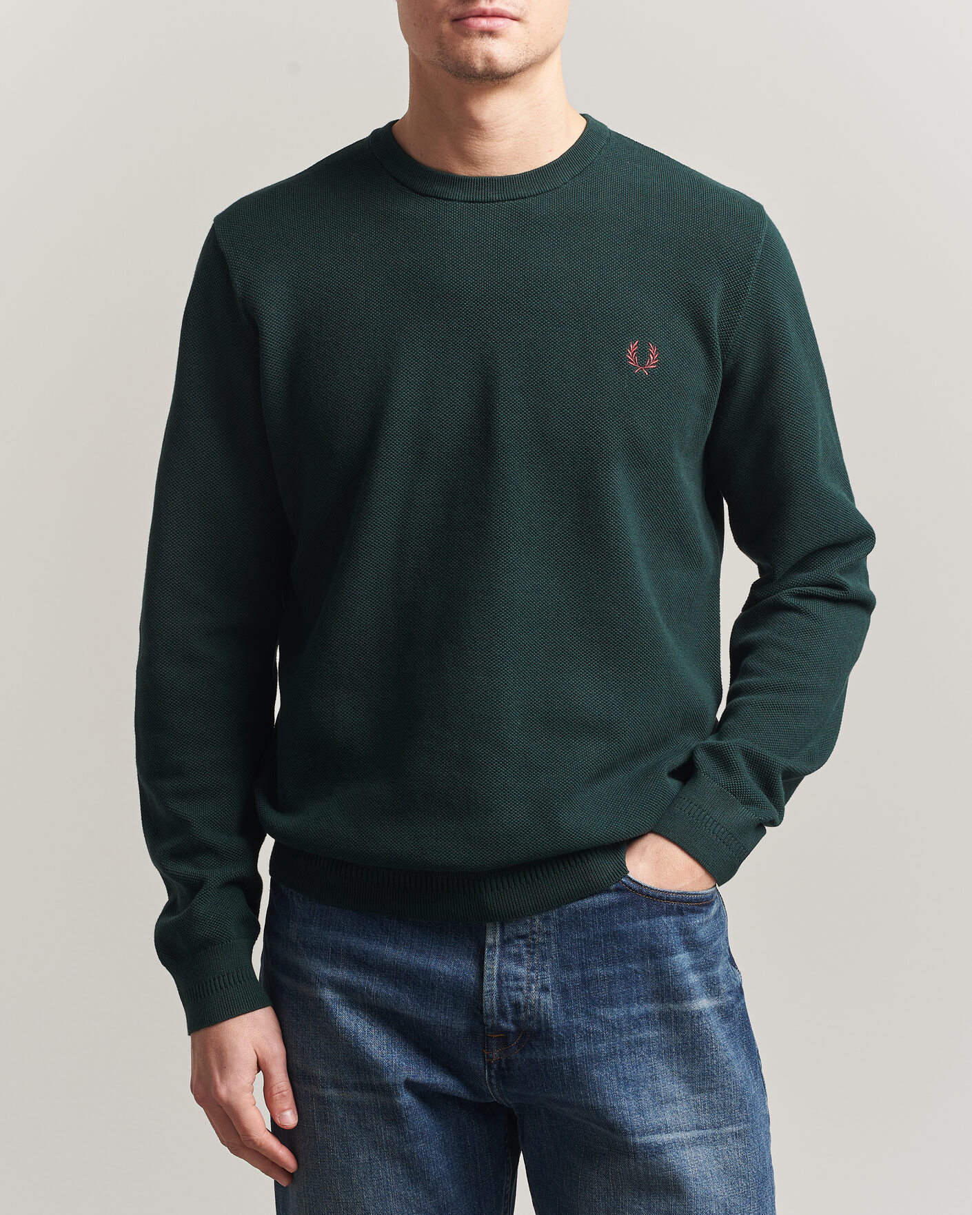 Herre | Gensere | Fred Perry | Piqué Stitched Sweater Grassroots Green