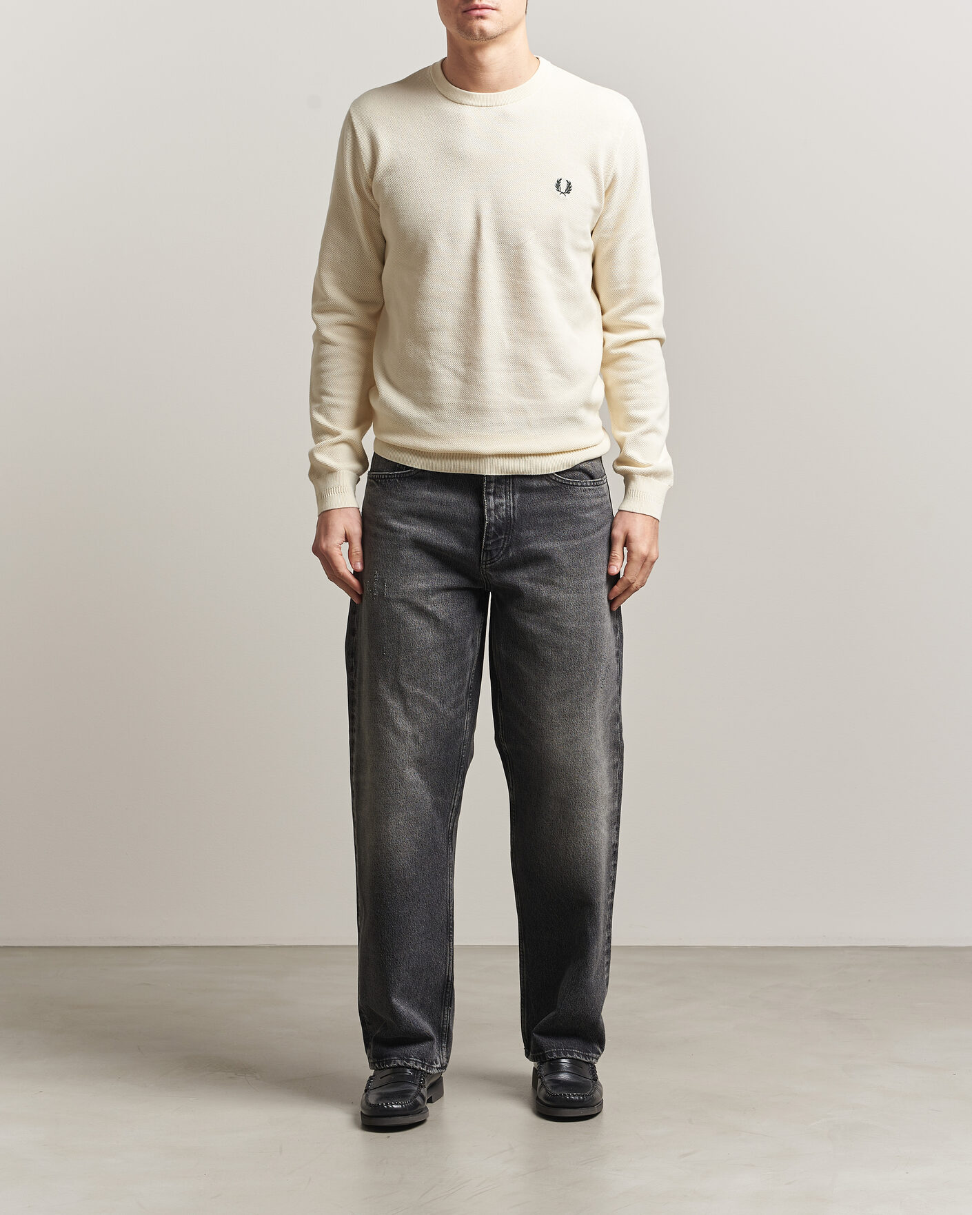 Herre | Gensere | Fred Perry | Piqué Stitched Sweater Ecru