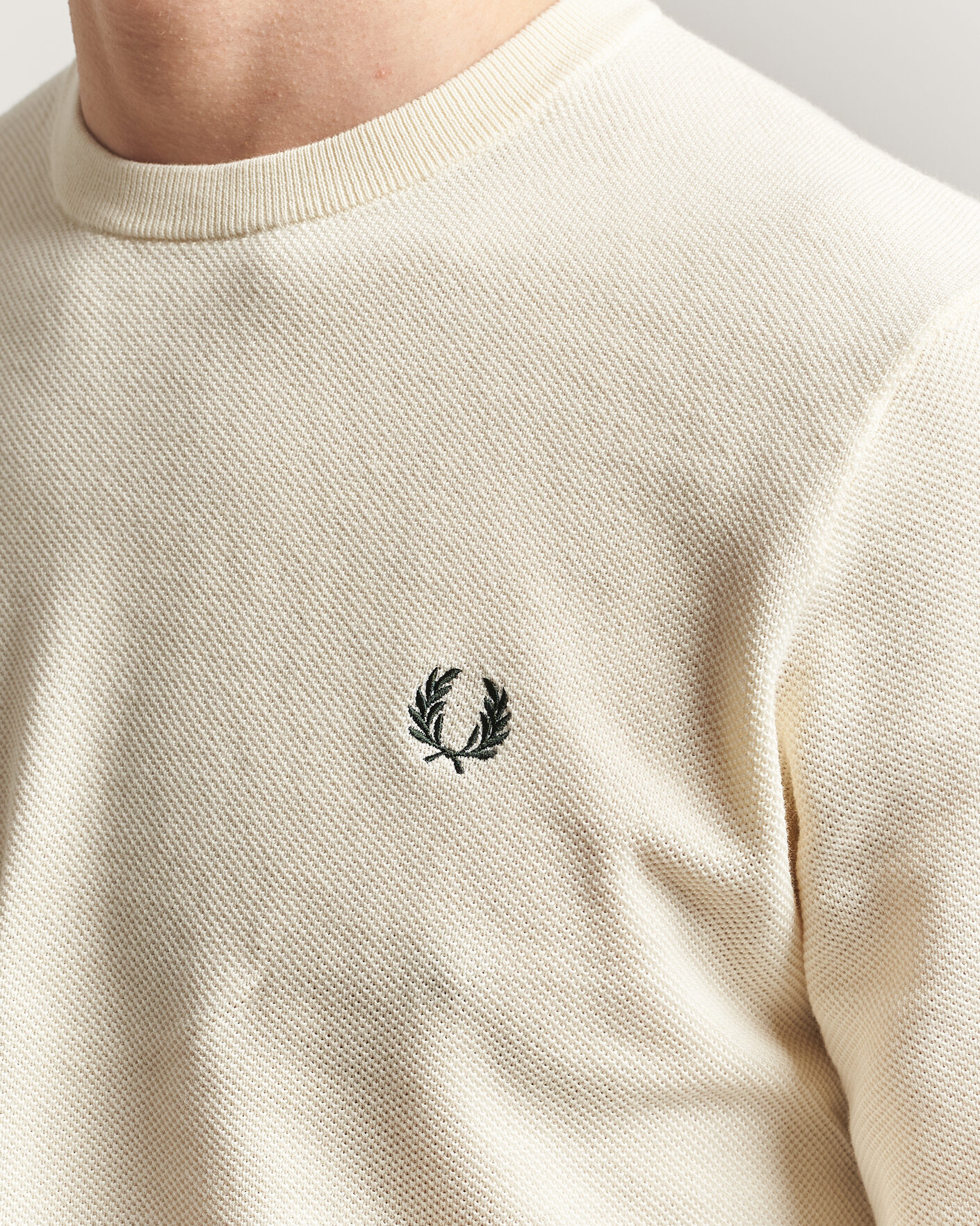 Herre | Gensere | Fred Perry | Piqué Stitched Sweater Ecru