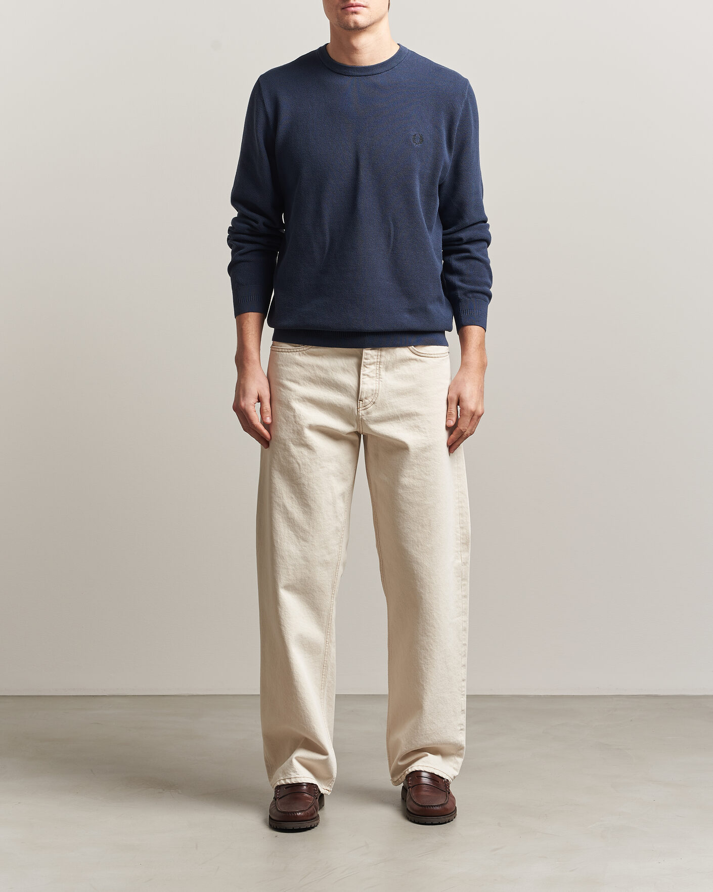 Herre | Gensere | Fred Perry | Piqué Stitched Sweater Dark Airforce