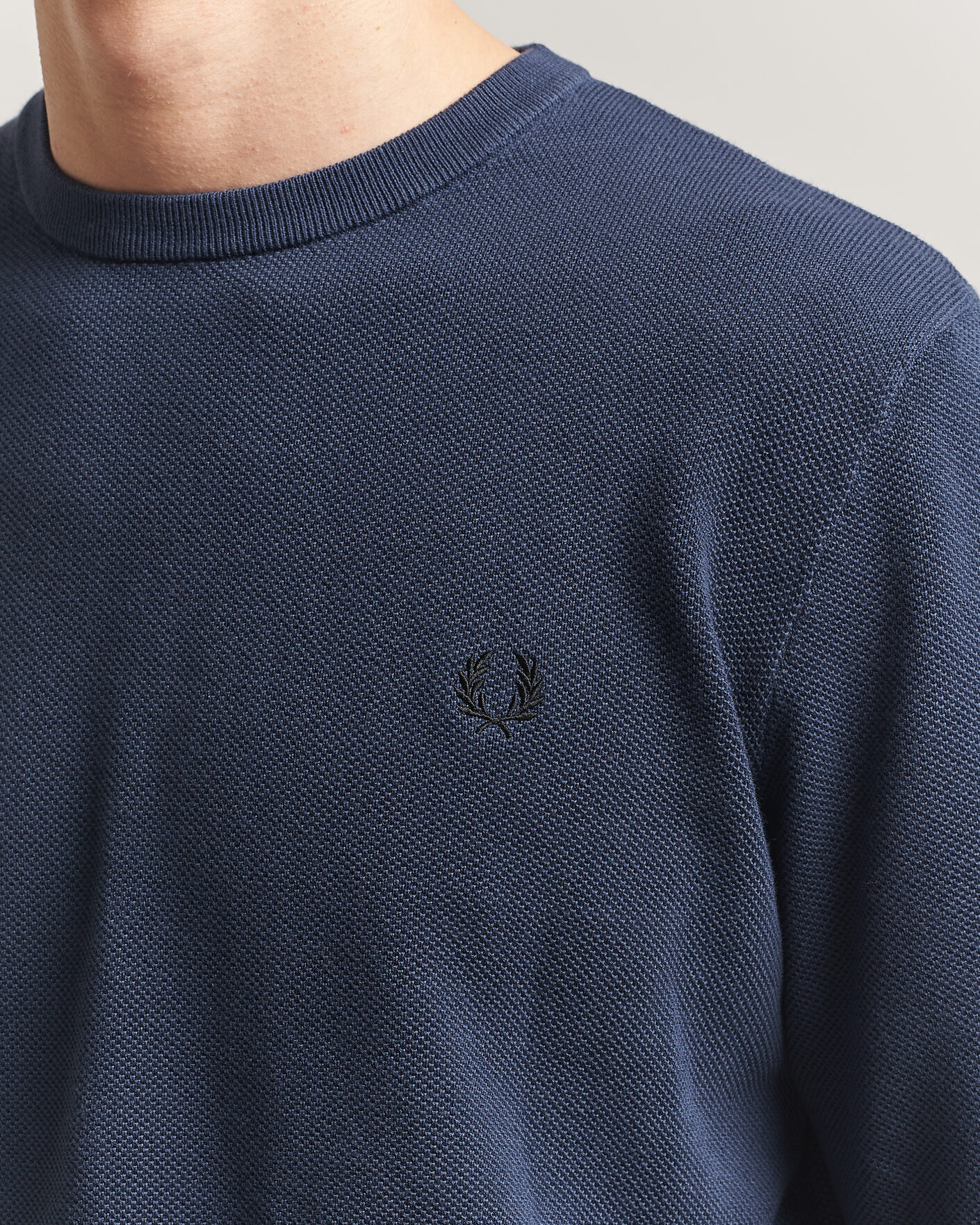 Herre | Gensere | Fred Perry | Piqué Stitched Sweater Dark Airforce