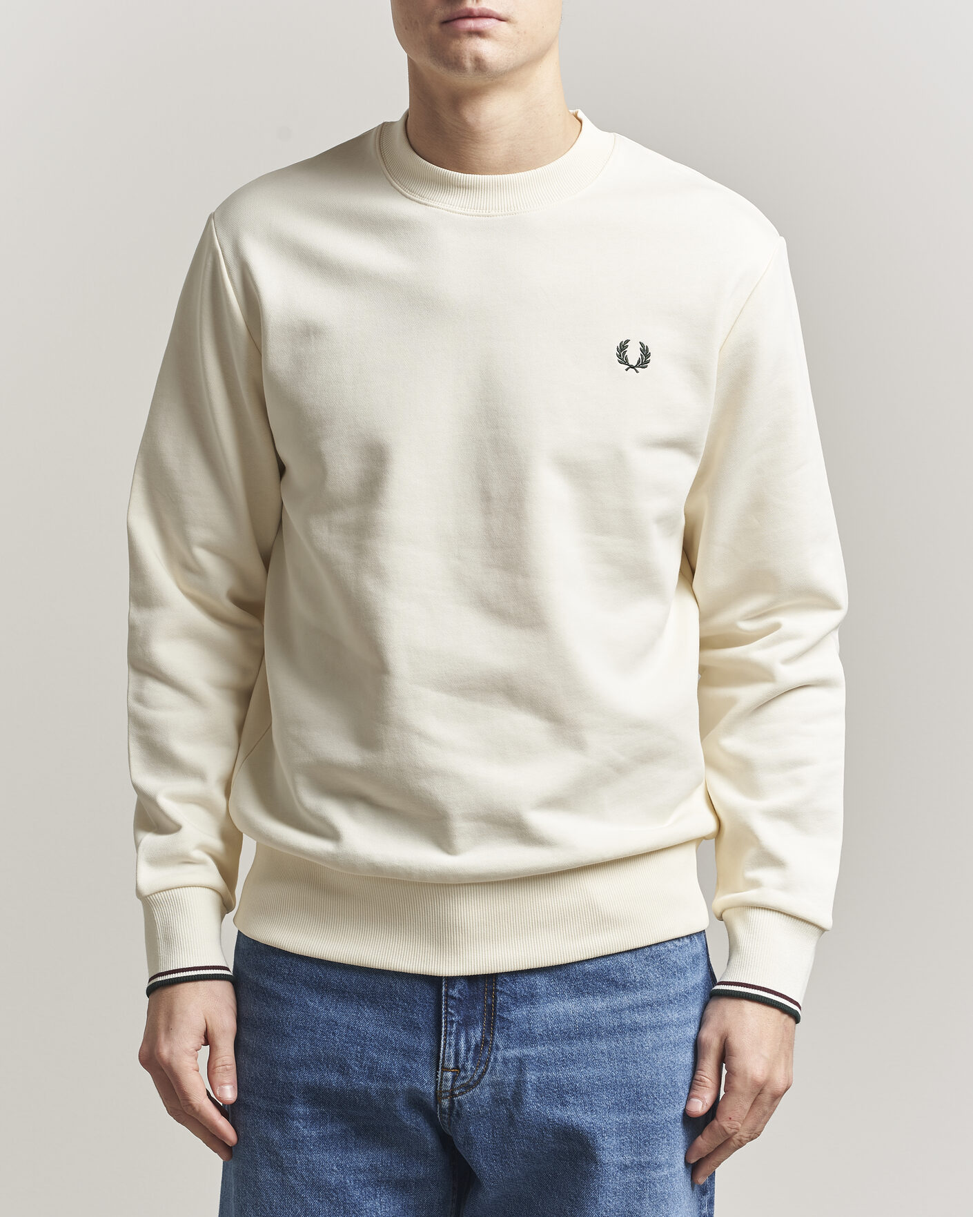 Herre | Gensere | Fred Perry | Crew Neck Sweatshirt Ecru