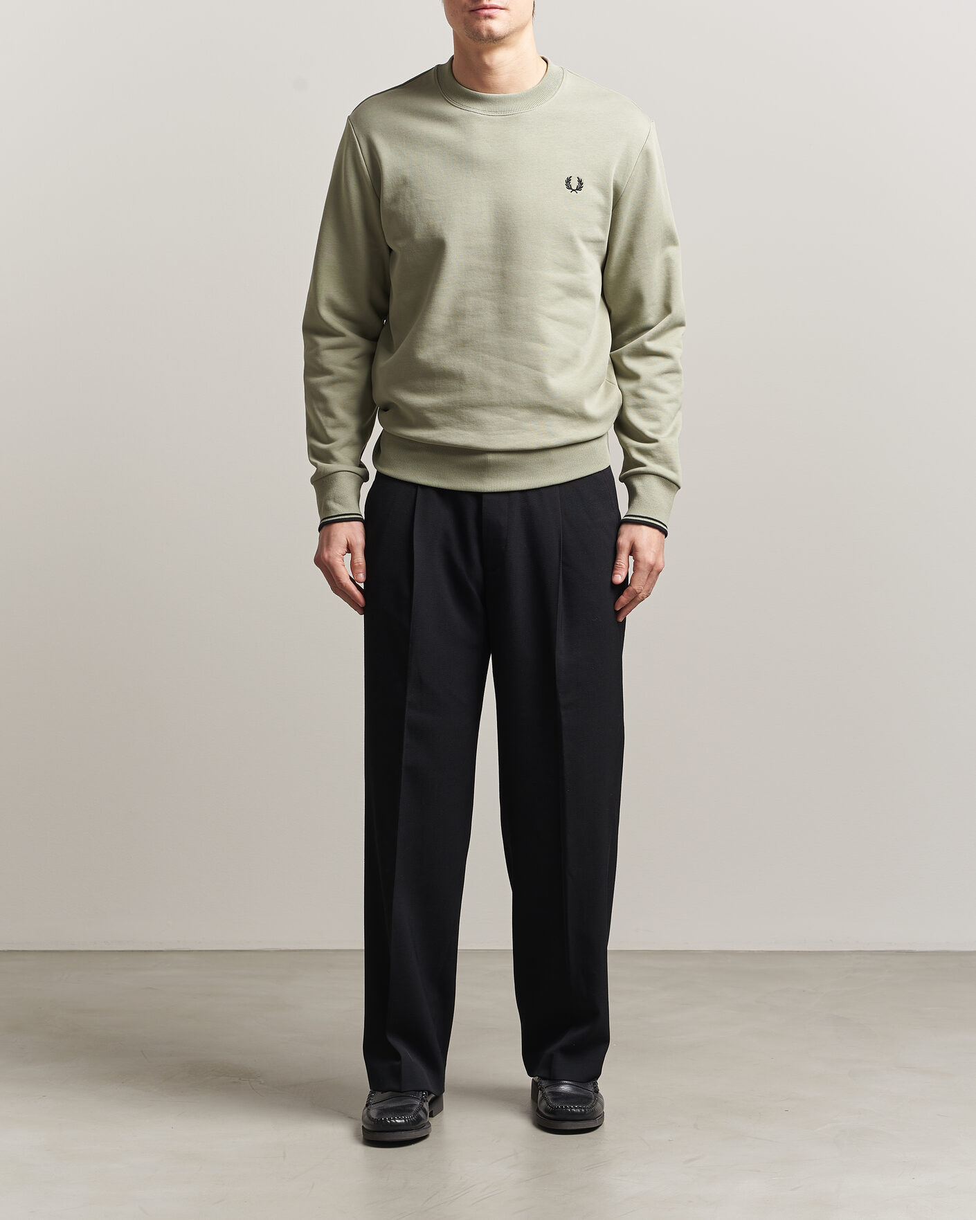 Herre | Gensere | Fred Perry | Crew Neck Sweatshirt Seagrass Green