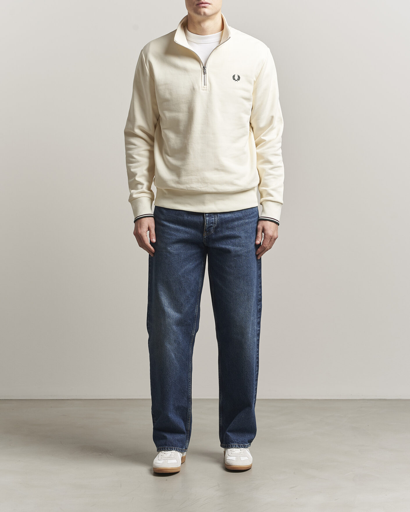 Herre | Gensere | Fred Perry | Half Zip Sweatshirt Ecru