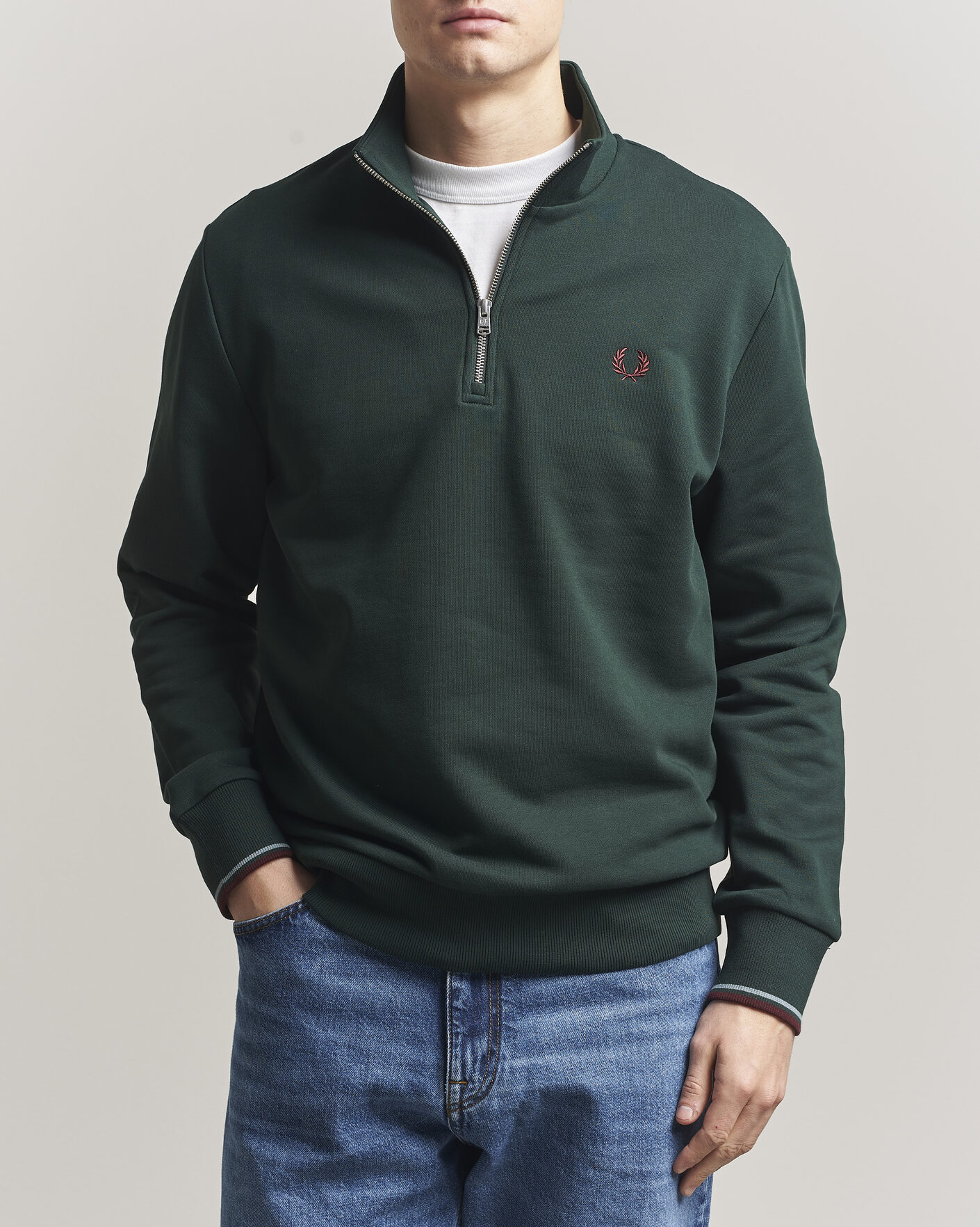 Herre | Gensere | Fred Perry | Half Zip Sweatshirt Grassroots Green