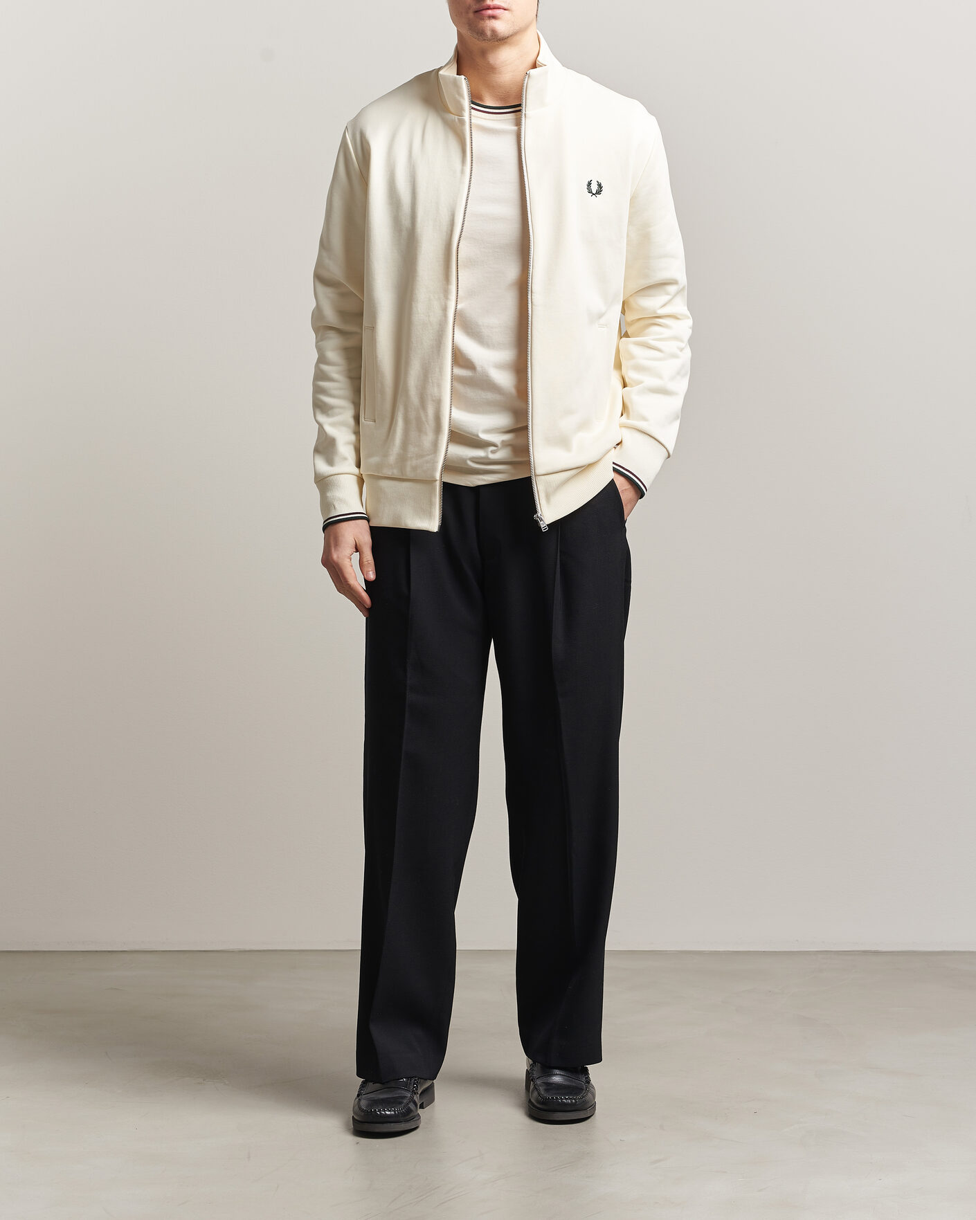 Herre | Gensere | Fred Perry | Full Zip Sweatshirt Ecru