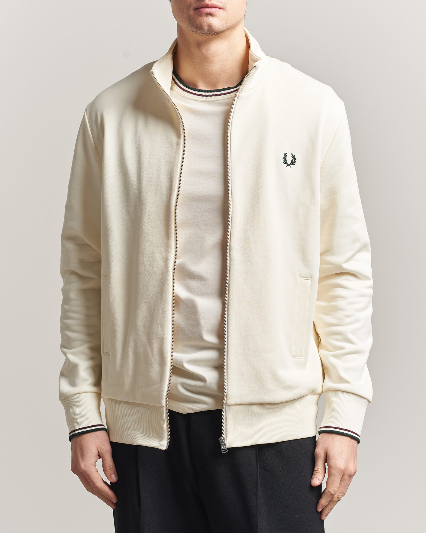 Herre | Gensere | Fred Perry | Full Zip Sweatshirt Ecru