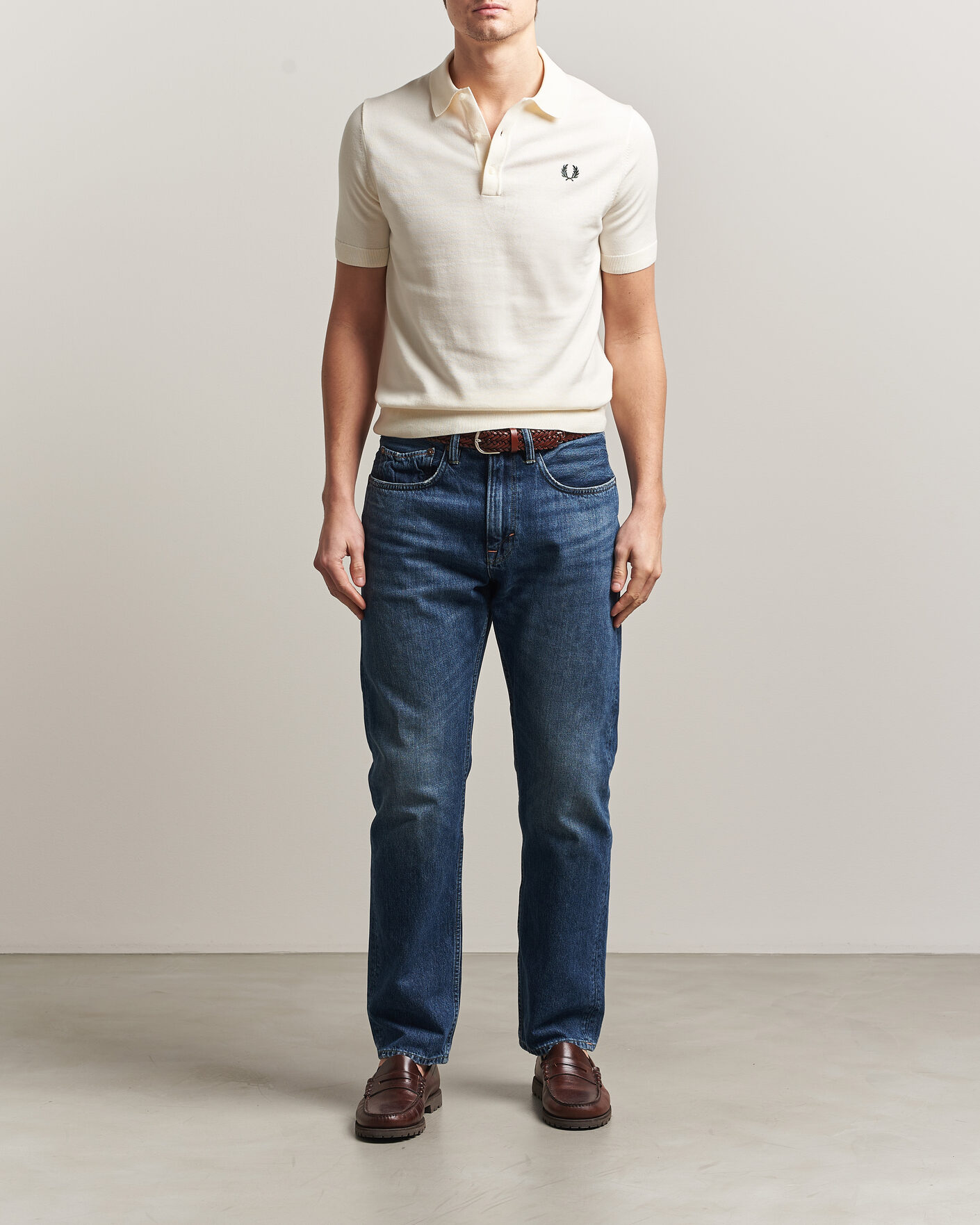Herre | Pikéer | Fred Perry | Cotton Knitted Polo Ecru