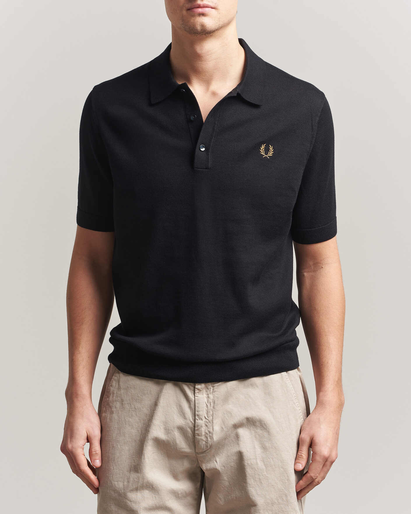 Herre | Pikéer | Fred Perry | Cotton Knitted Polo Black