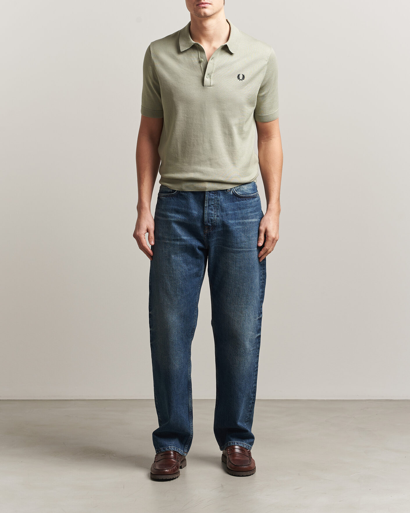 Herre | Pikéer | Fred Perry | Cotton Knitted Polo Seagrass Green