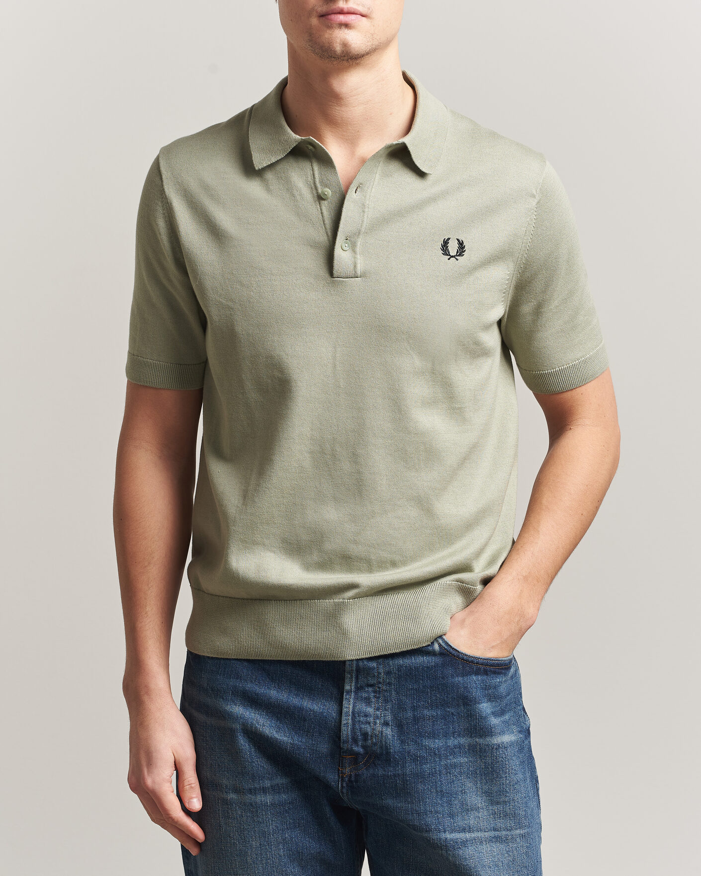 Herre | Pikéer | Fred Perry | Cotton Knitted Polo Seagrass Green