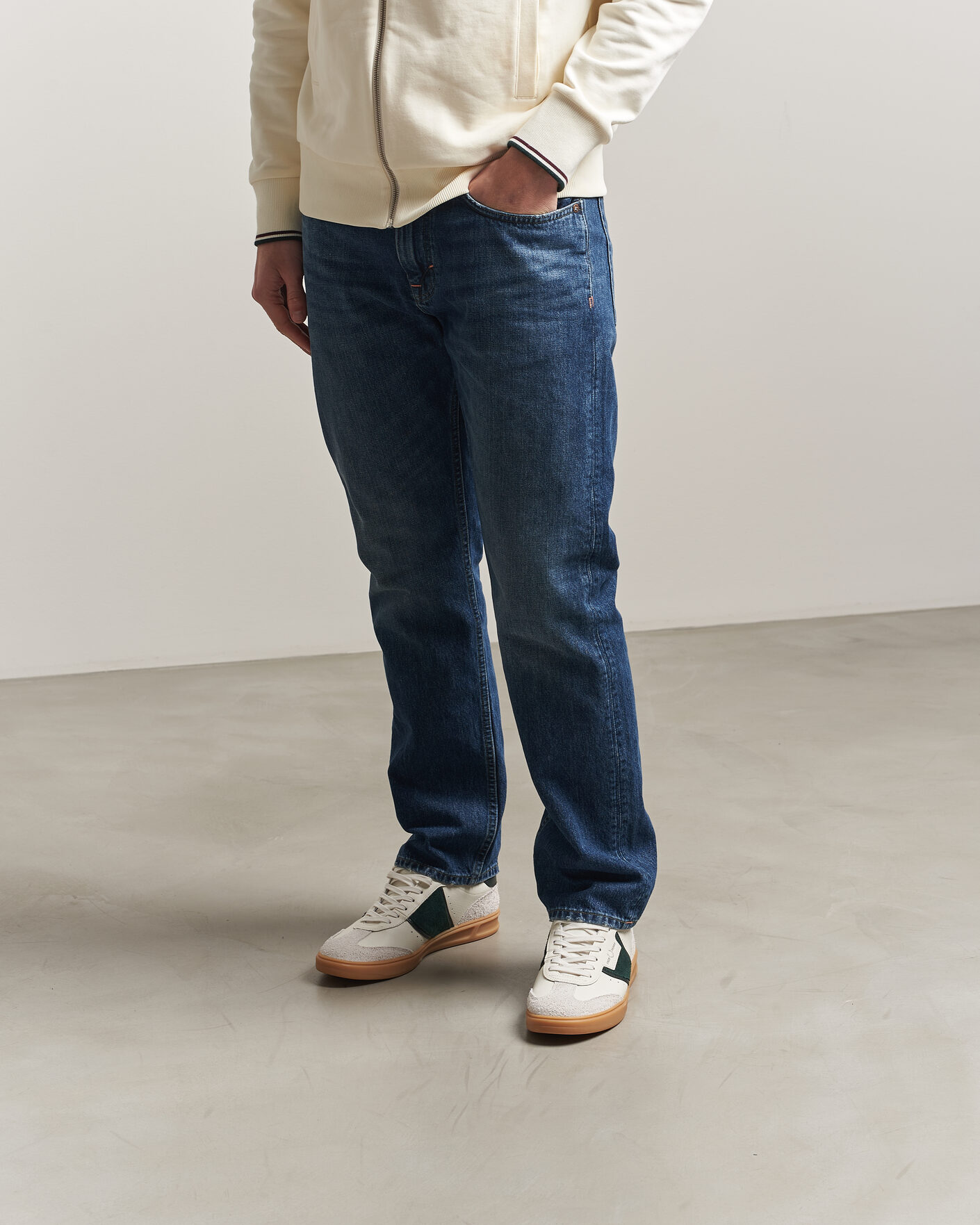 Herre | Sneakers | Fred Perry | B4 Leather/Suede Sneaker Light Ecru/Green