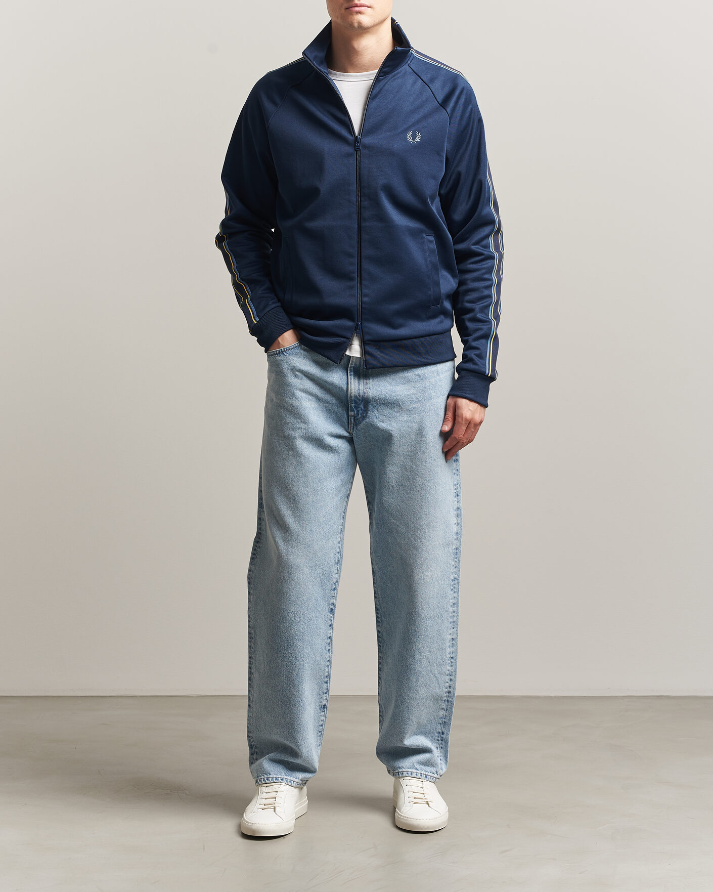 Herre | Gensere | Fred Perry | Tramline Taped Track Jacket Tennis Blue