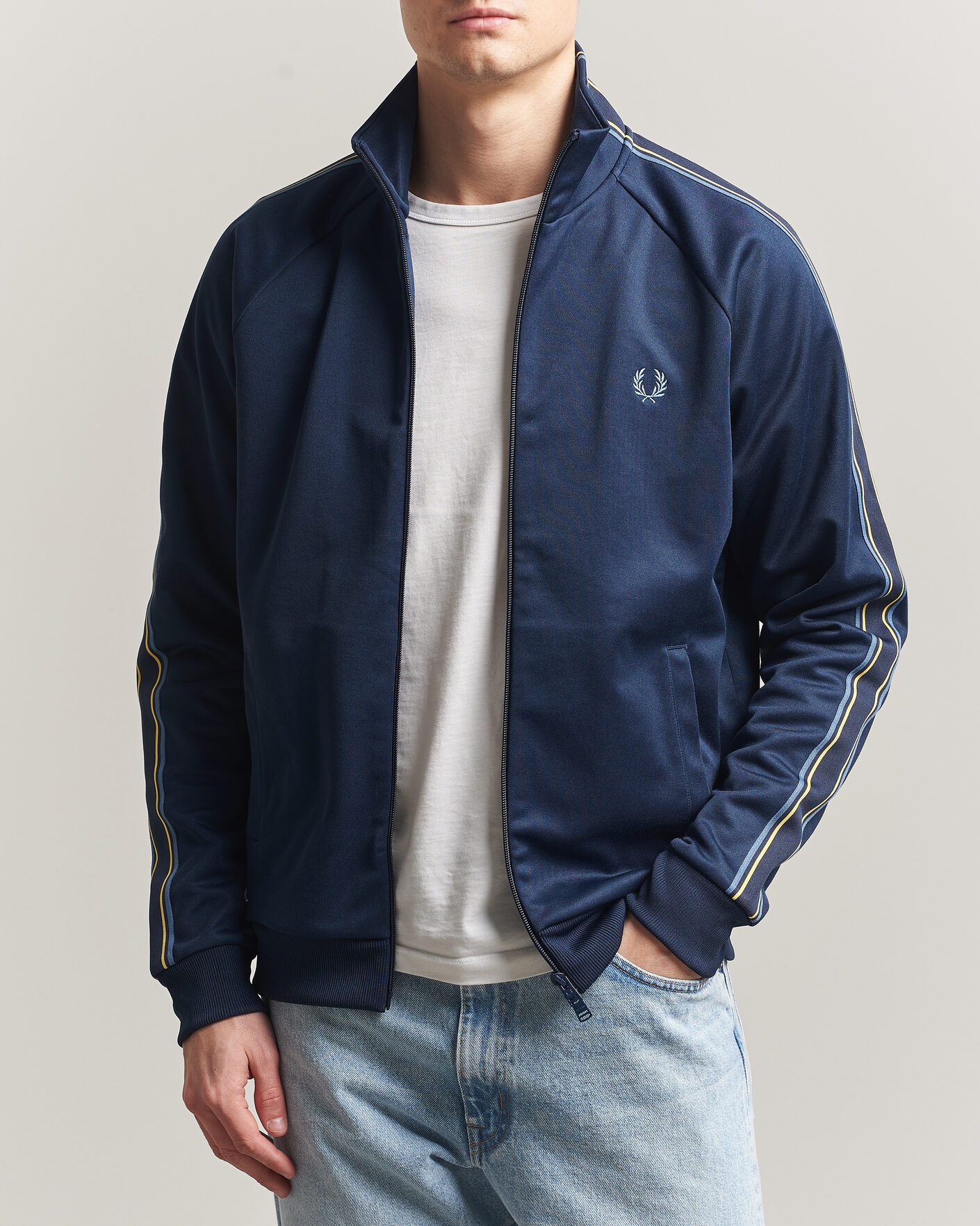 Herre | Gensere | Fred Perry | Tramline Taped Track Jacket Tennis Blue