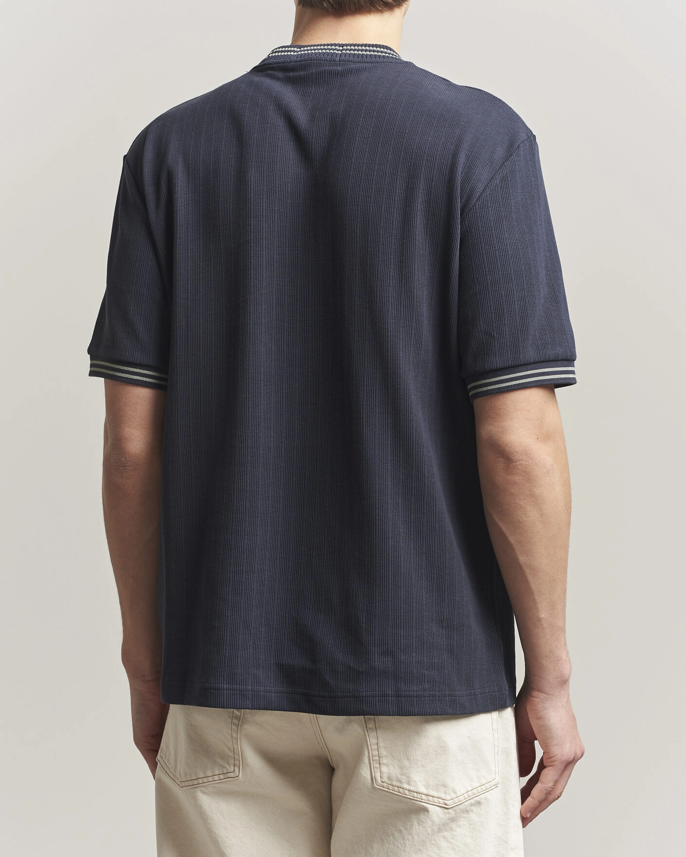 Herre | T-Shirts | Fred Perry | Rib Knitted T-Shirt Navy