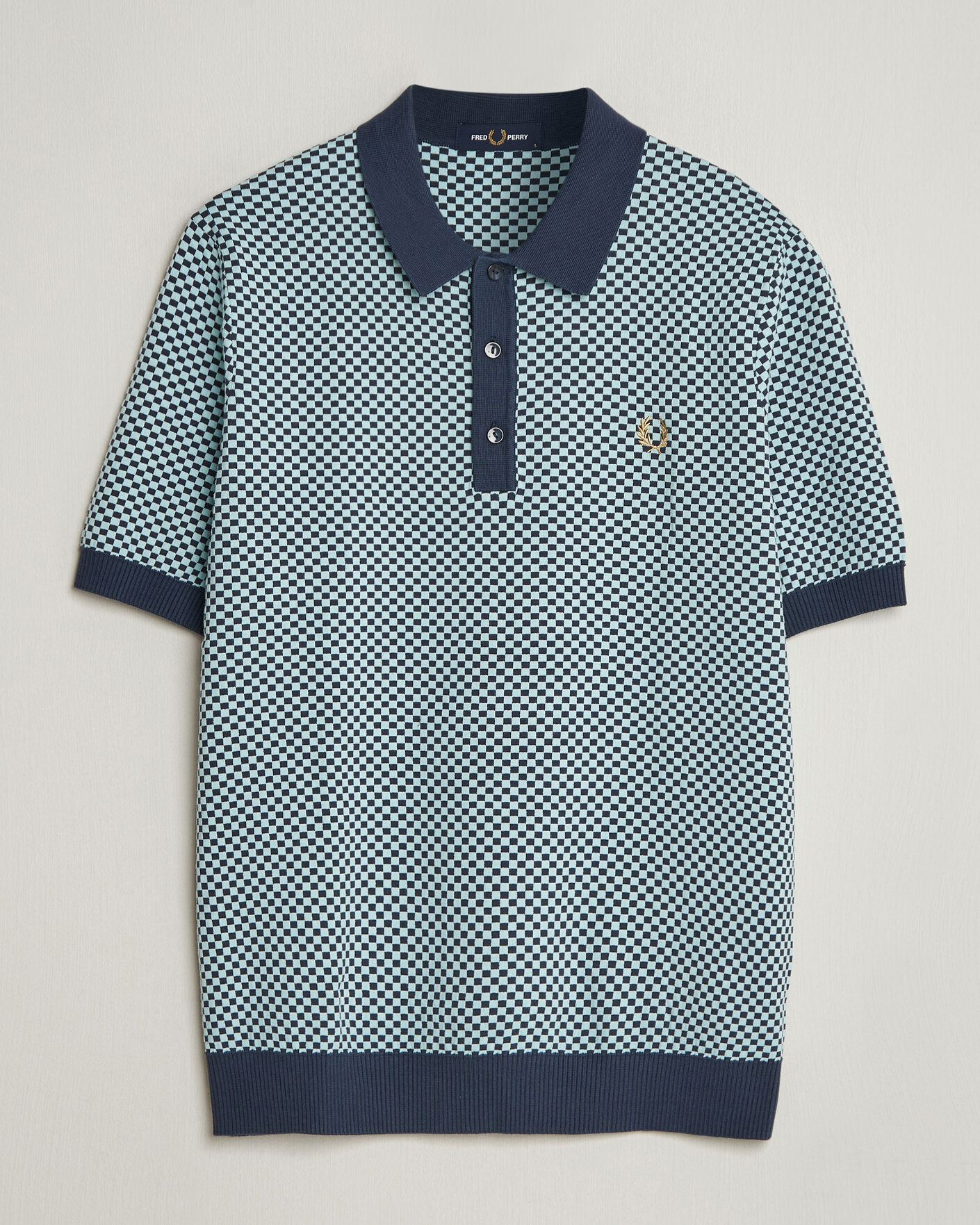 Herre | Pikéer | Fred Perry | Checkboard Knitted Polo Dark Airforce