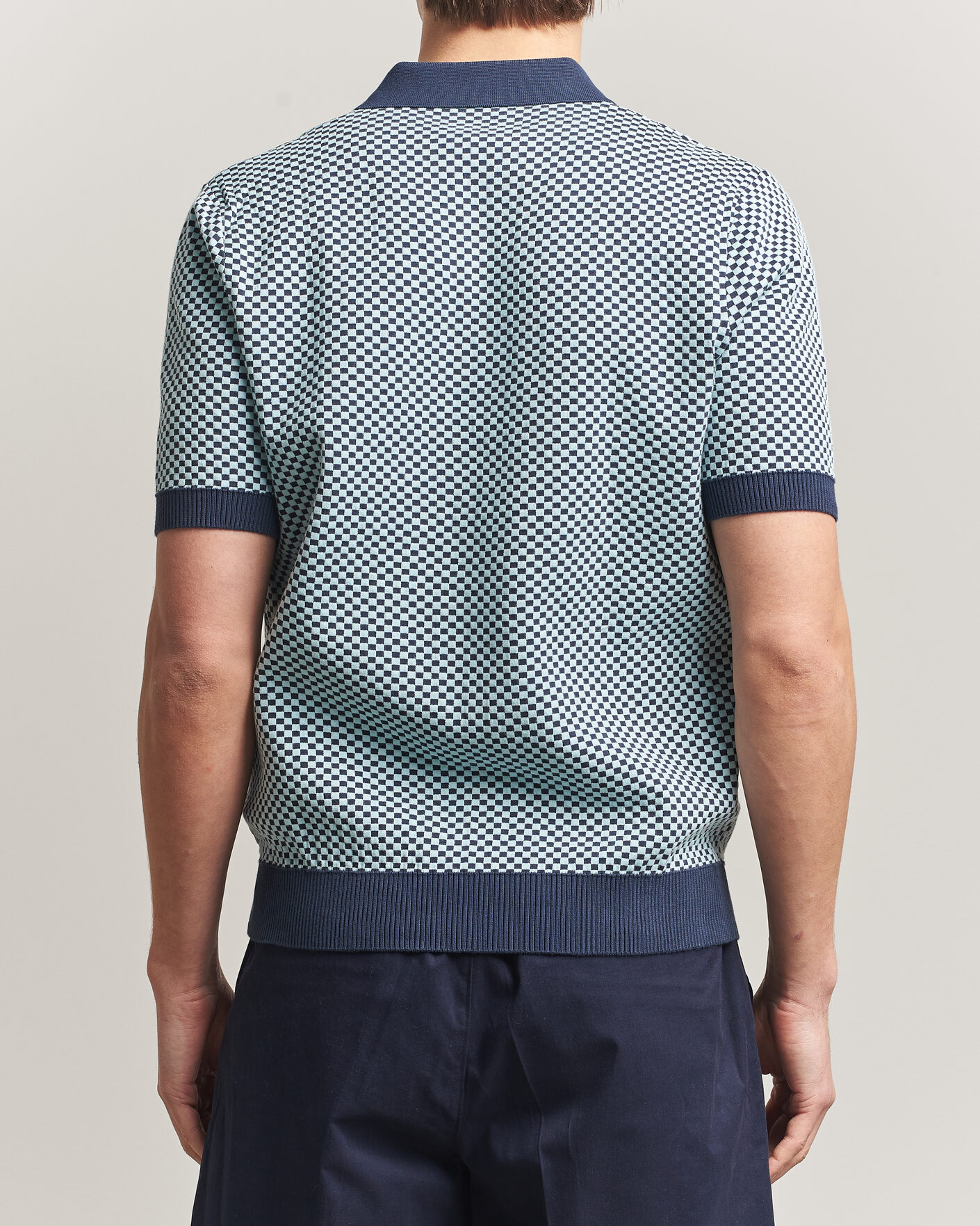 Herre | Pikéer | Fred Perry | Checkboard Knitted Polo Dark Airforce