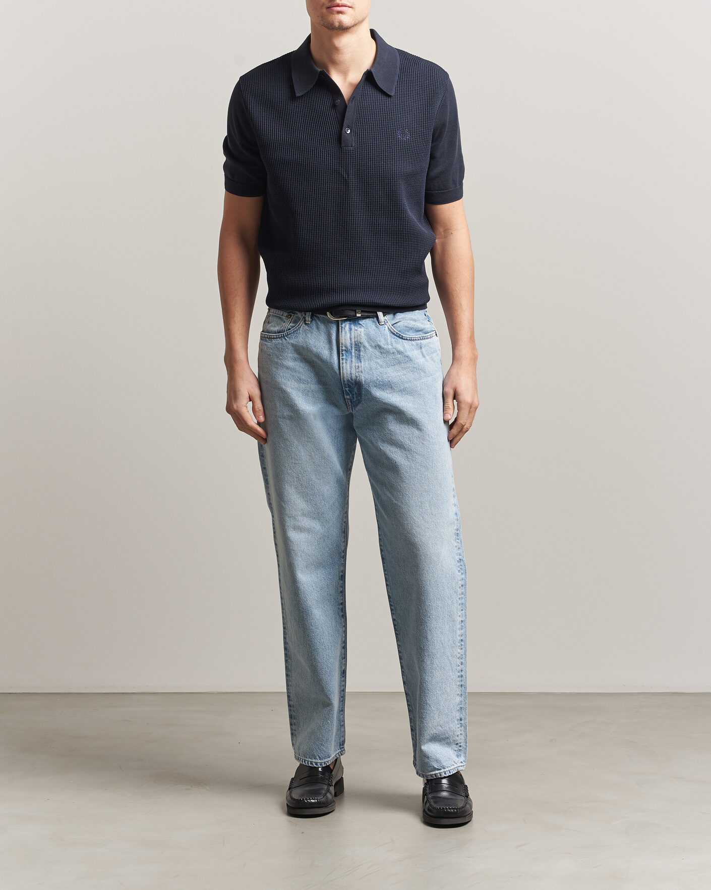 Herre | Pikéer | Fred Perry | Waffle Knitted Polo Navy