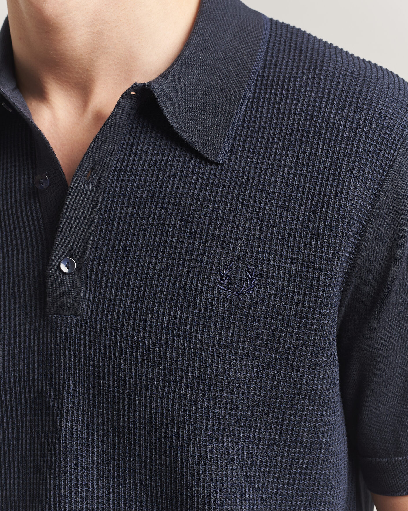 Herre | Pikéer | Fred Perry | Waffle Knitted Polo Navy