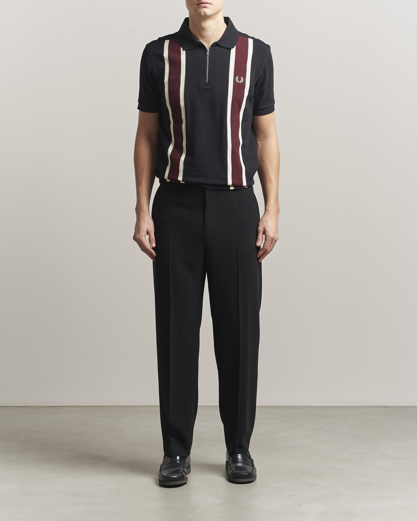 Herre | Pikéer | Fred Perry | Tramline Half Zip Polo Black