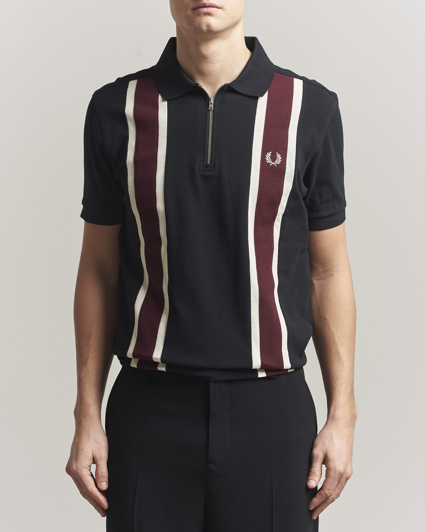 Herre | Pikéer | Fred Perry | Tramline Half Zip Polo Black