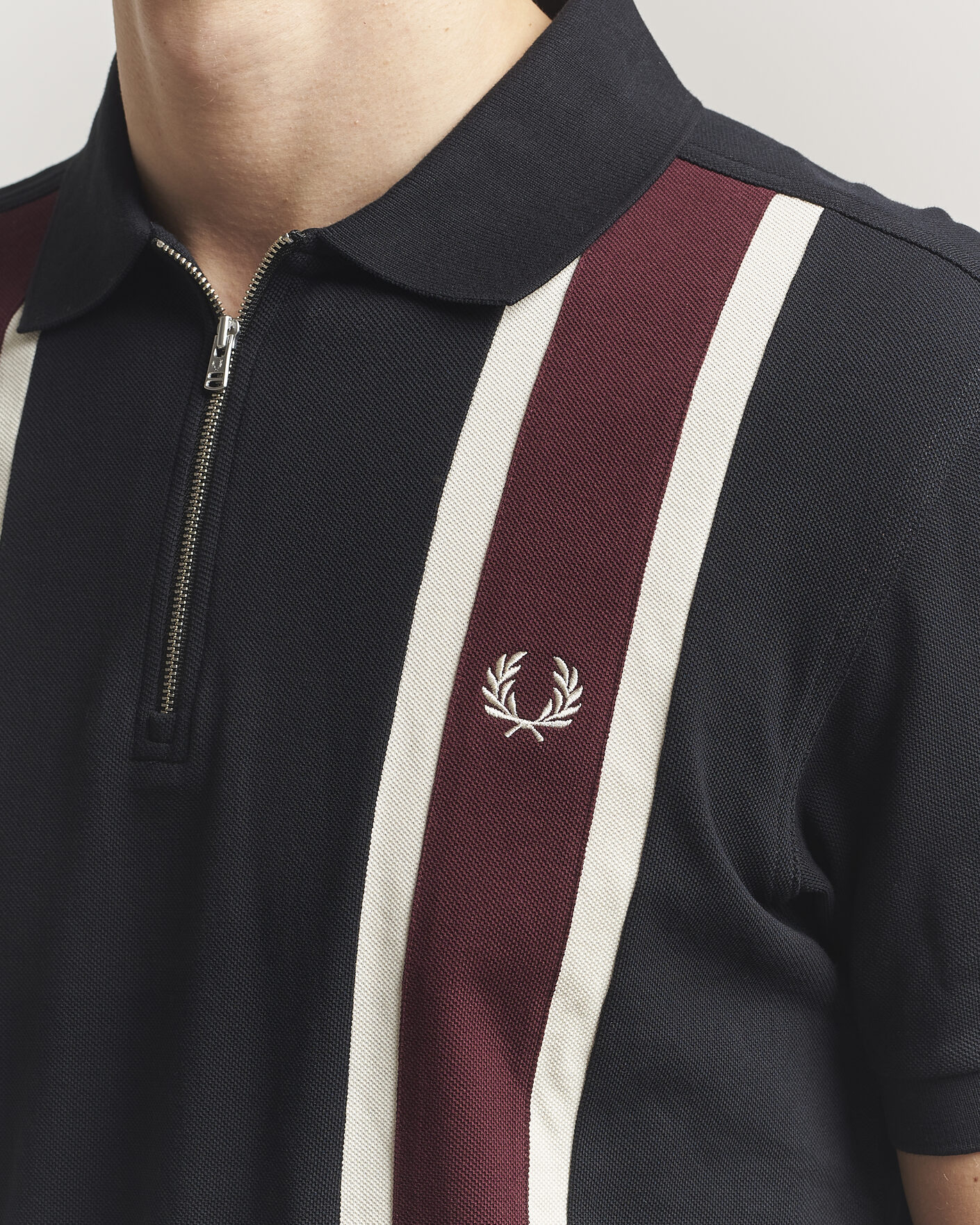 Herre | Pikéer | Fred Perry | Tramline Half Zip Polo Black