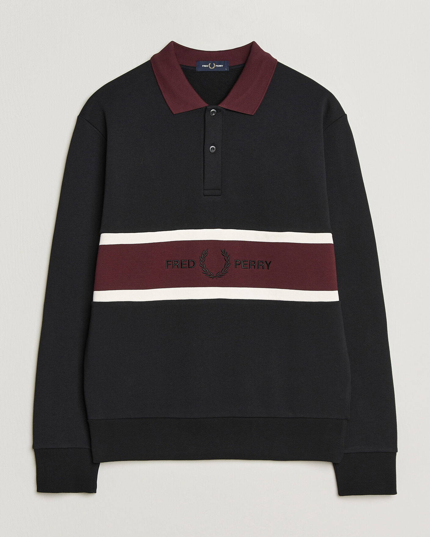 Herre | Gensere | Fred Perry | Embroidered Paneled Polo Sweater Black
