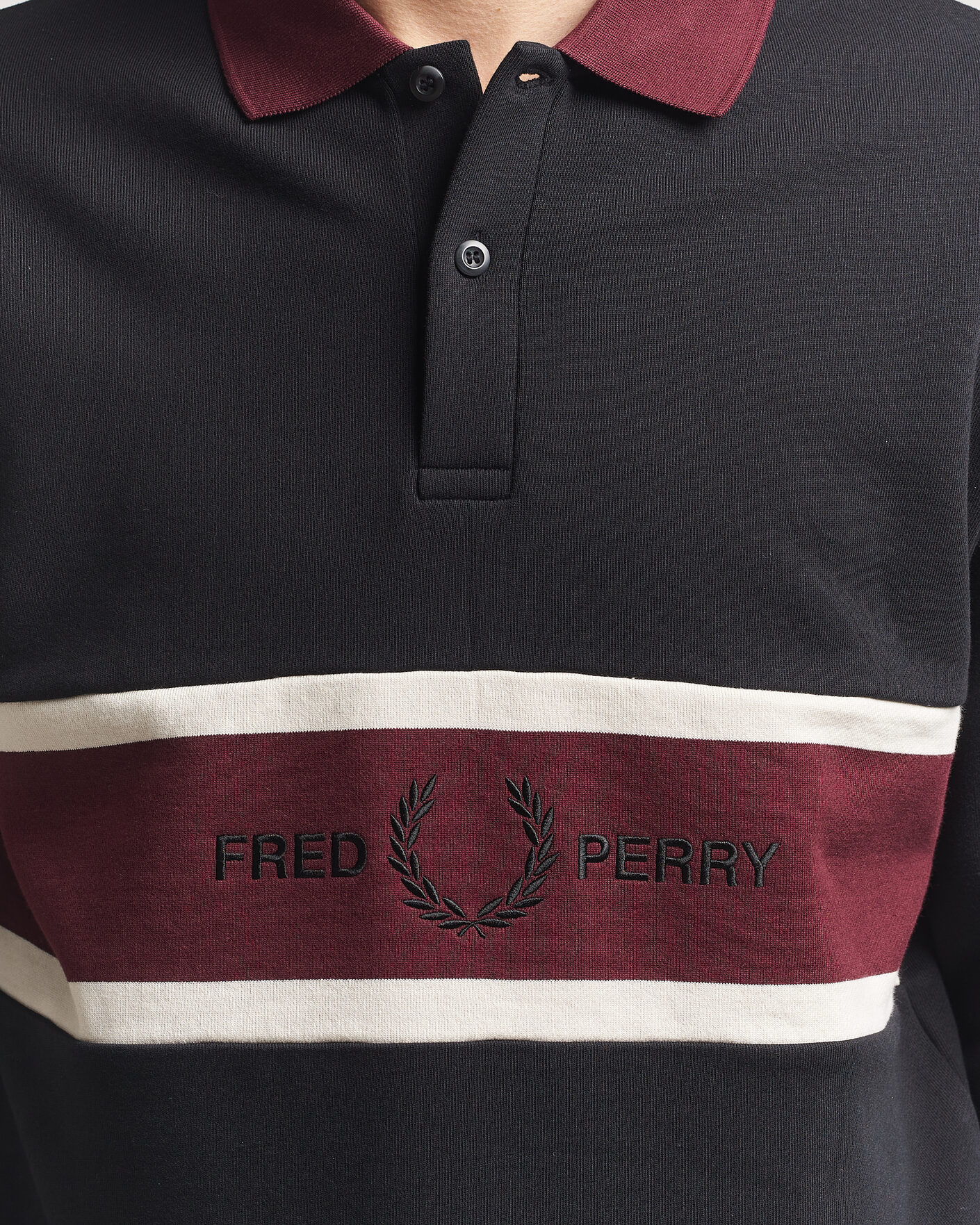 Herre | Gensere | Fred Perry | Embroidered Paneled Polo Sweater Black
