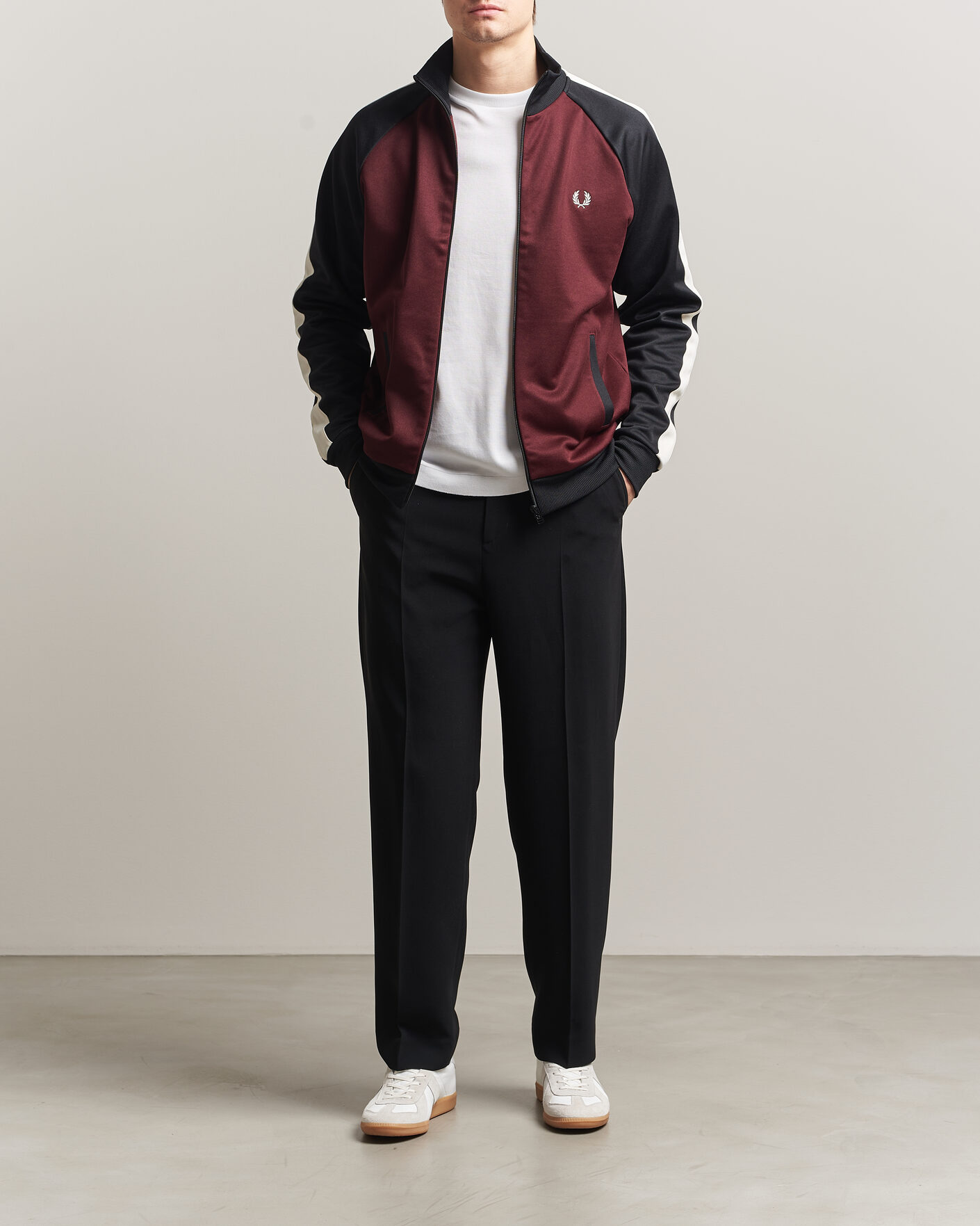 Herre | Gensere | Fred Perry | Contrast Sleeve Track Jacket Oxblood