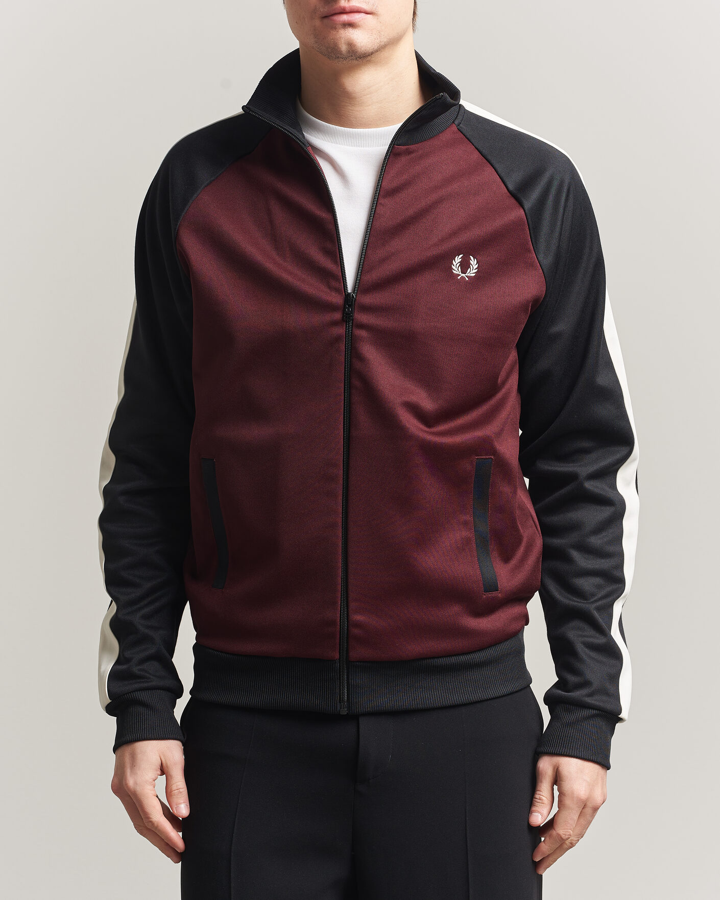 Herre | Gensere | Fred Perry | Contrast Sleeve Track Jacket Oxblood