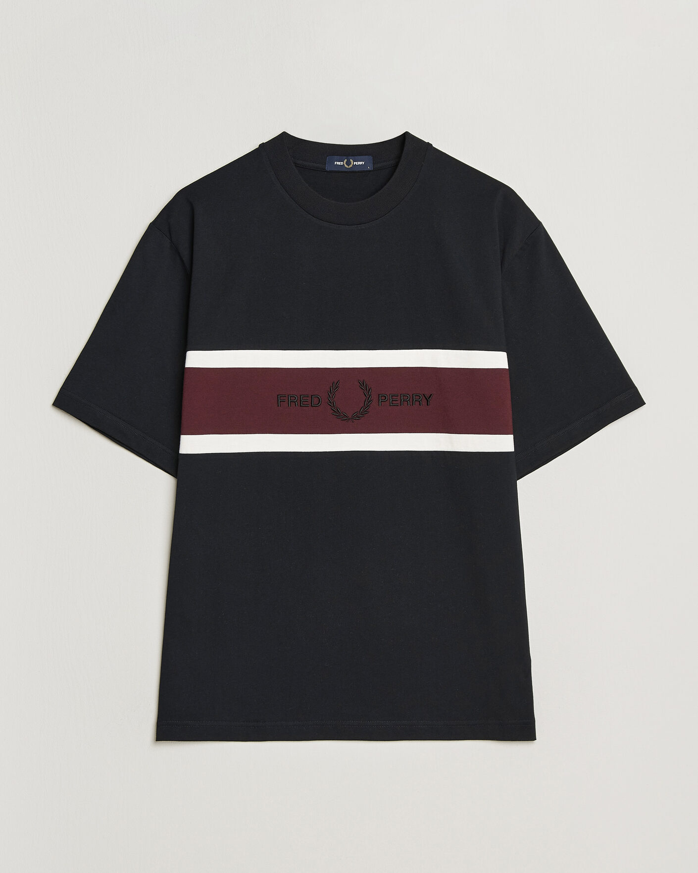 Herre | T-Shirts | Fred Perry | Embroidered Paneled T-Shirt Black