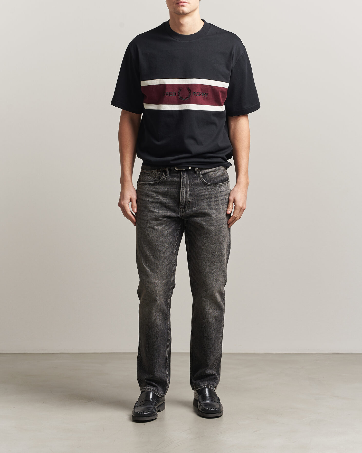 Herre | T-Shirts | Fred Perry | Embroidered Paneled T-Shirt Black