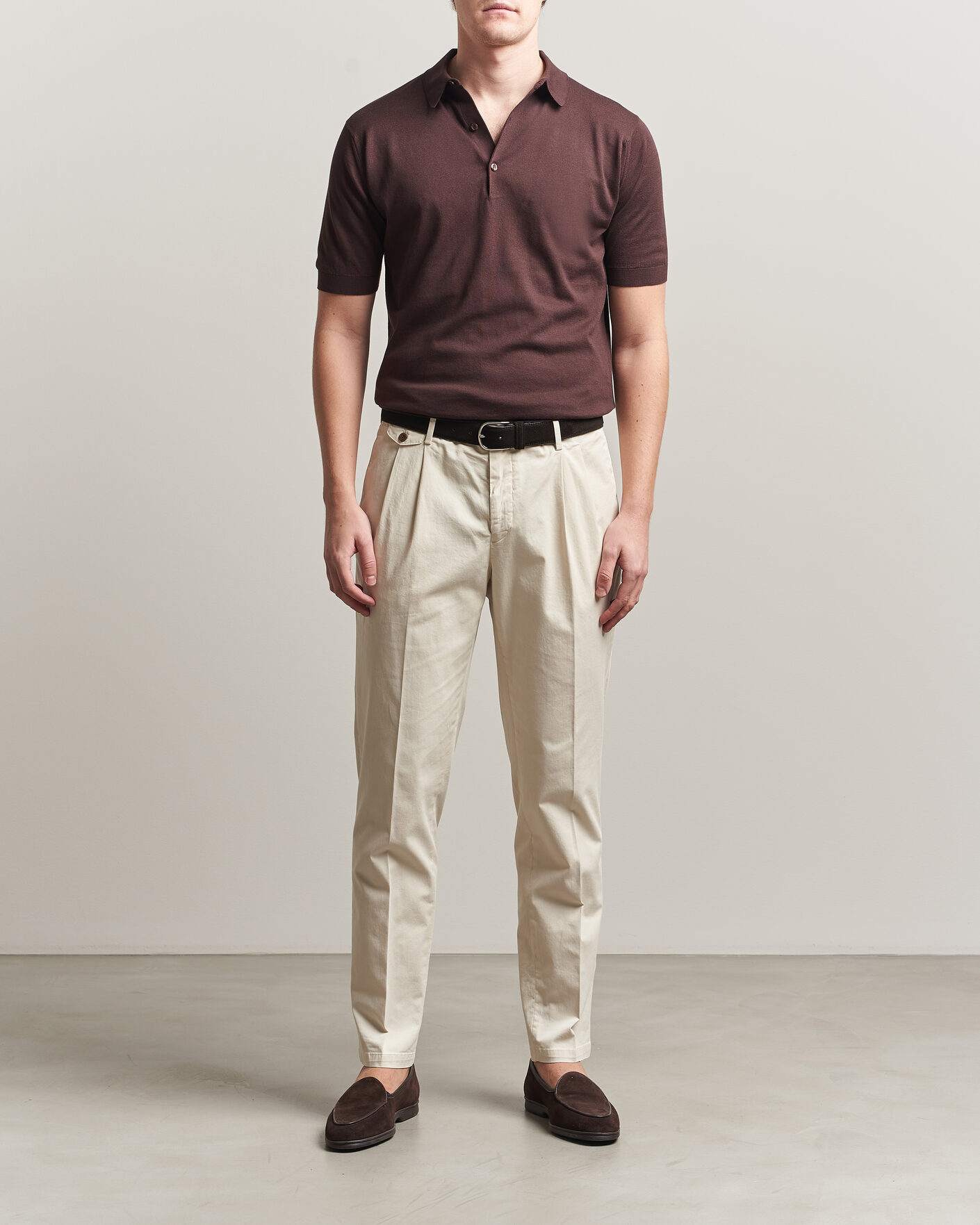 Herre | Pikéer | John Smedley | Adrian Slim Fit Sea Island Cotton Polo Raisin Brown