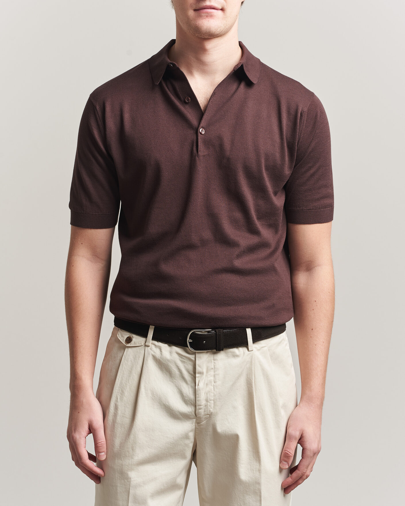 Herre | Pikéer | John Smedley | Adrian Slim Fit Sea Island Cotton Polo Raisin Brown