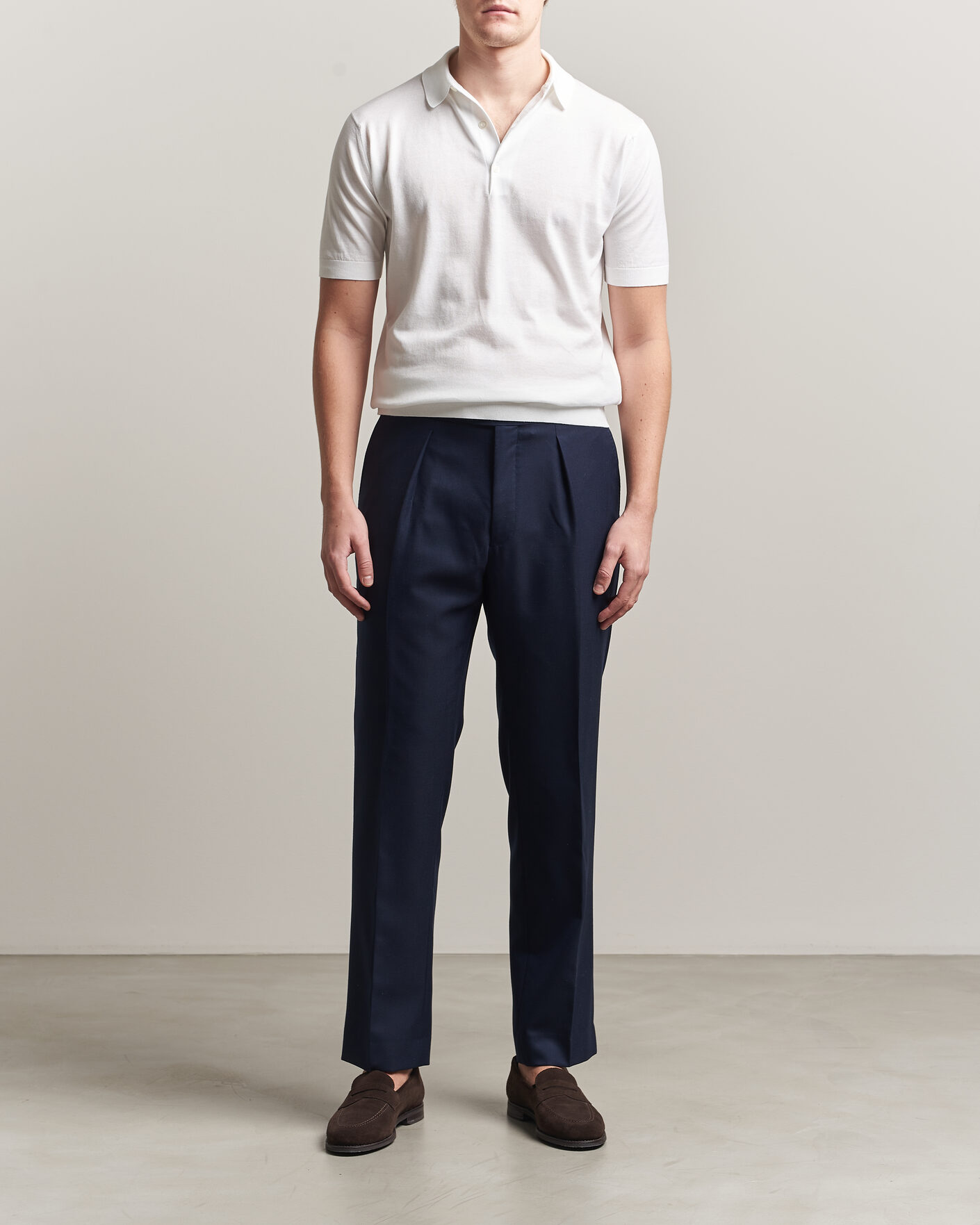 Herre | Pikéer | John Smedley | Adrian Slim Fit Sea Island Cotton Polo White
