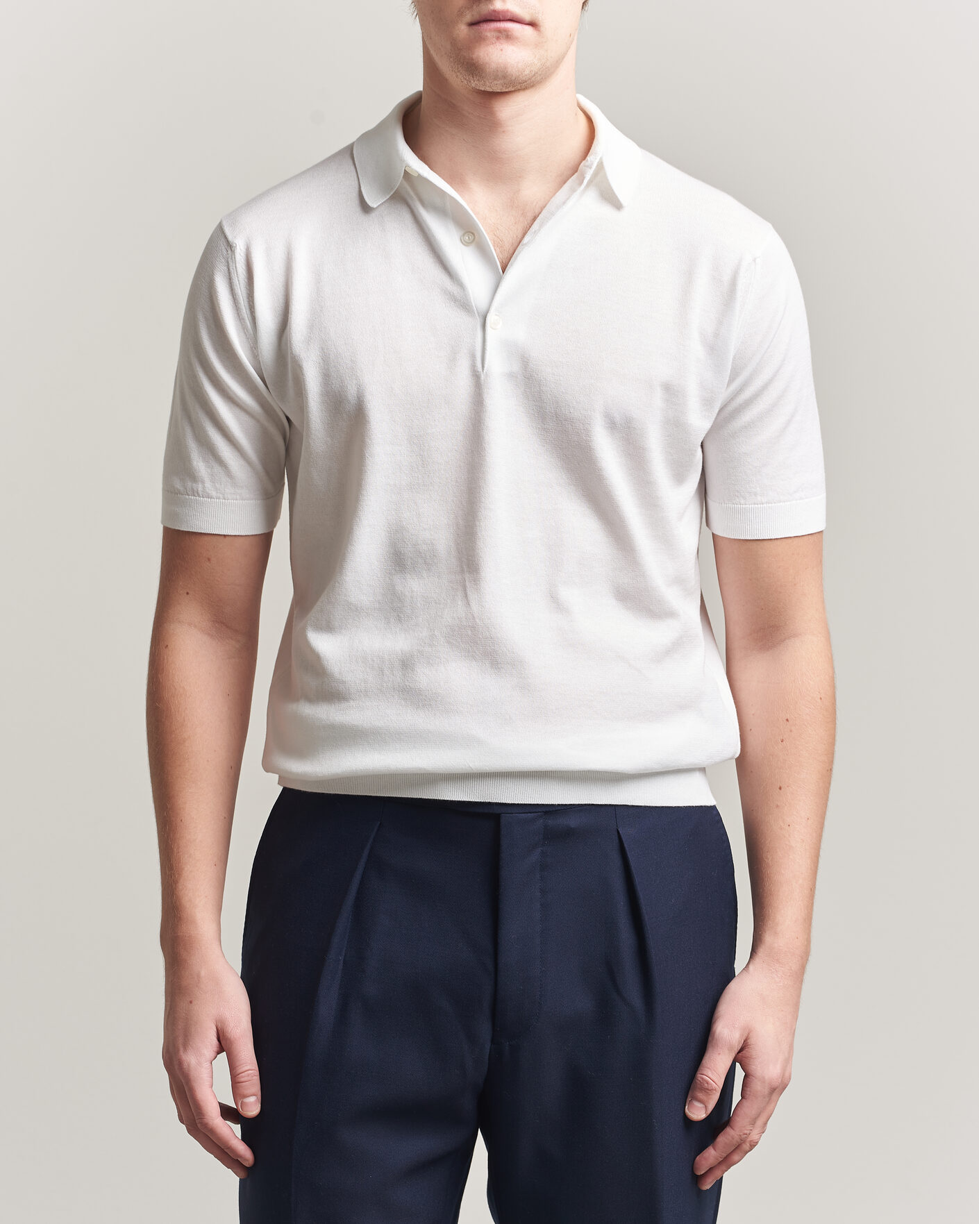 Herre | Pikéer | John Smedley | Adrian Slim Fit Sea Island Cotton Polo White