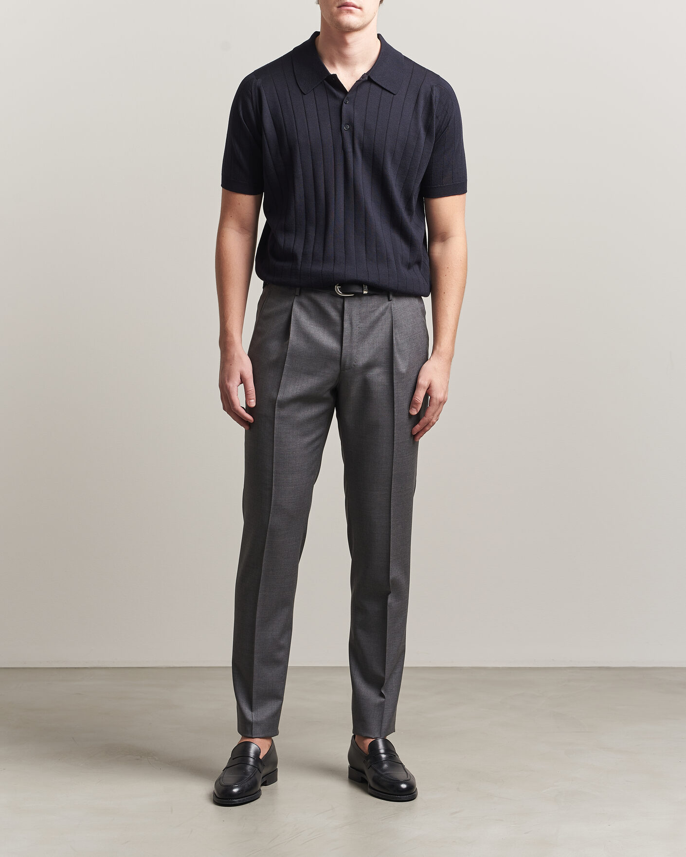 Herre | Pikéer | John Smedley | Williams Merino/Cotton Knitted Polo Navy