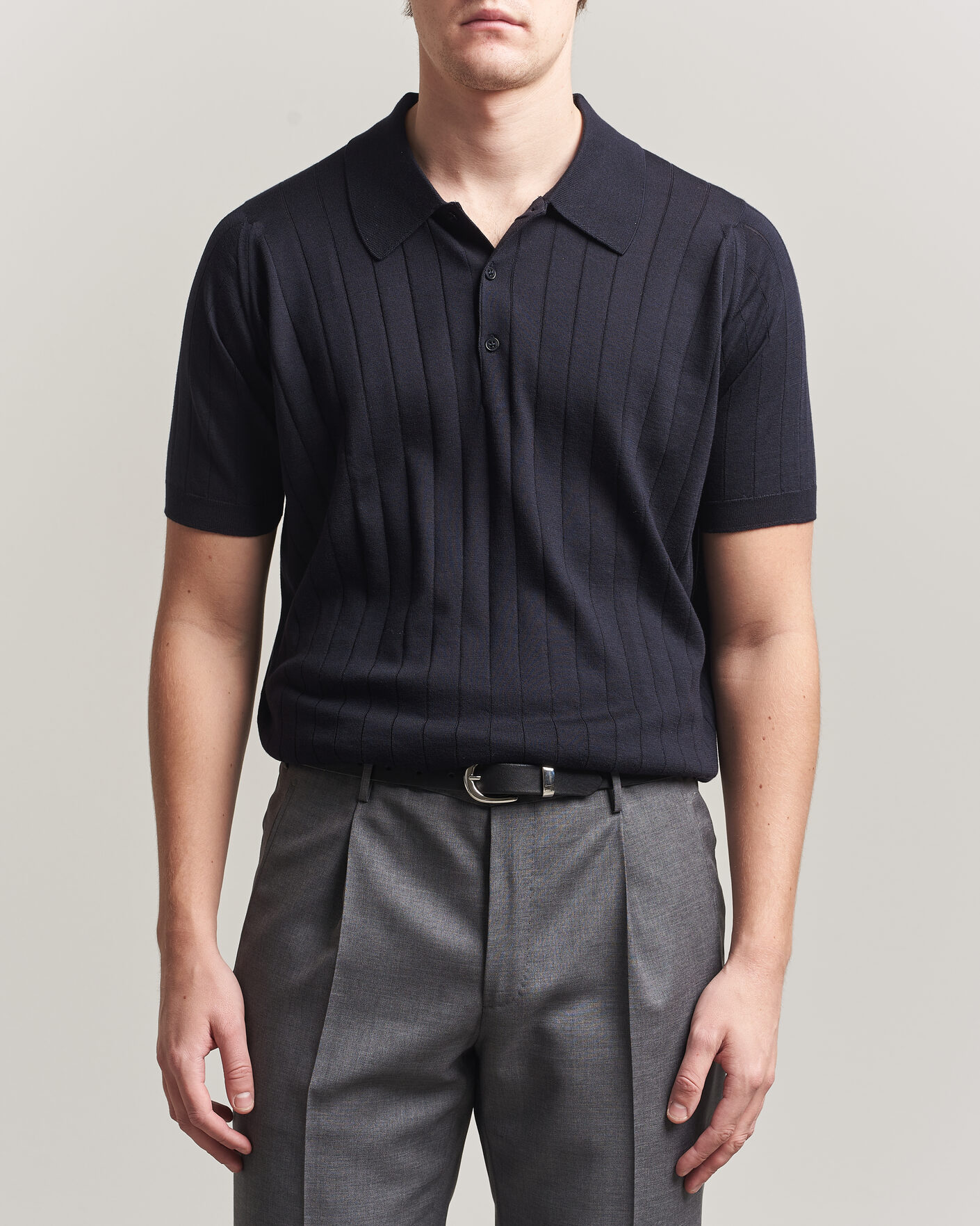 Herre | Pikéer | John Smedley | Williams Merino/Cotton Knitted Polo Navy