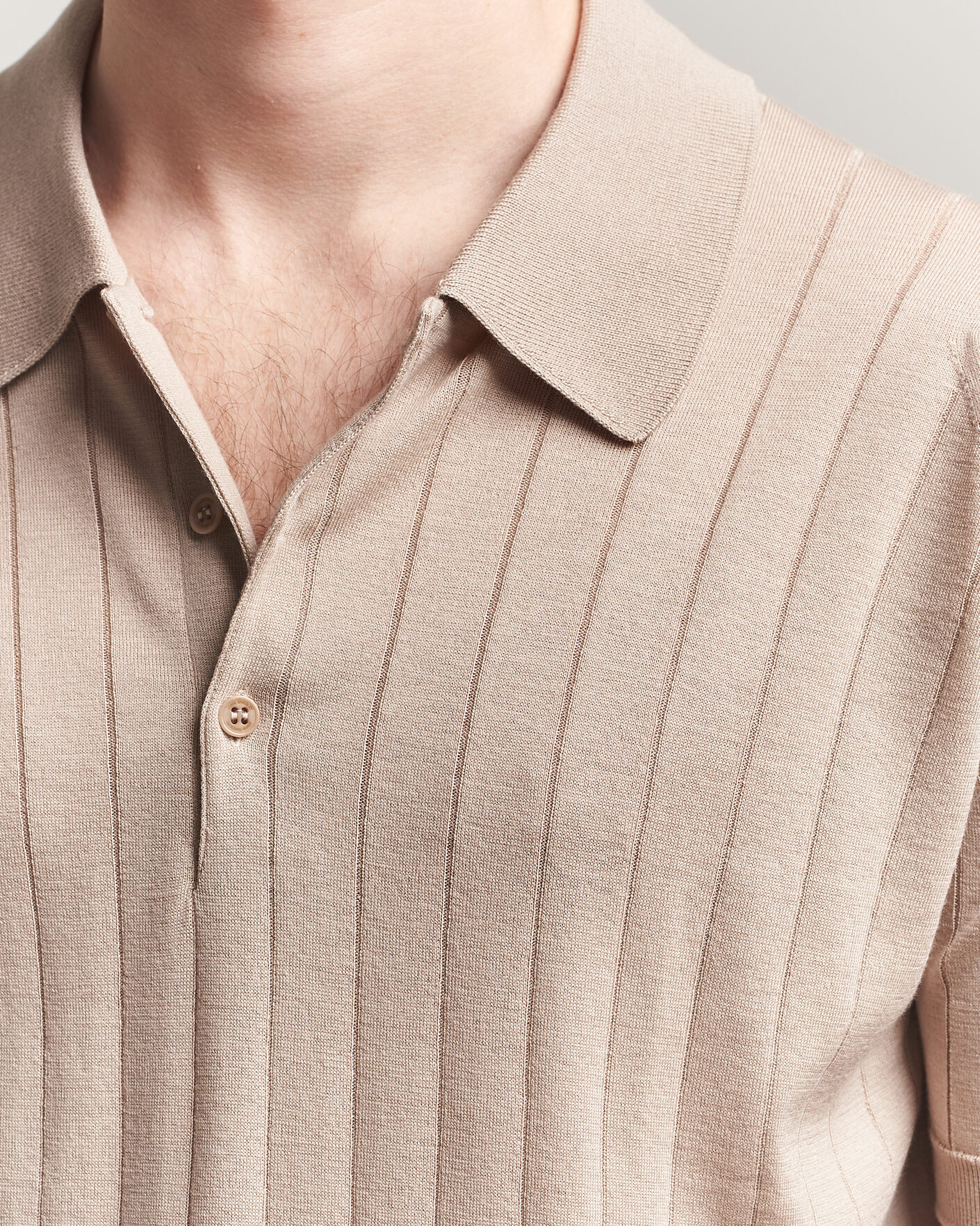 Herre | Pikéer | John Smedley | Williams Merino/Cotton Knitted Polo Oat