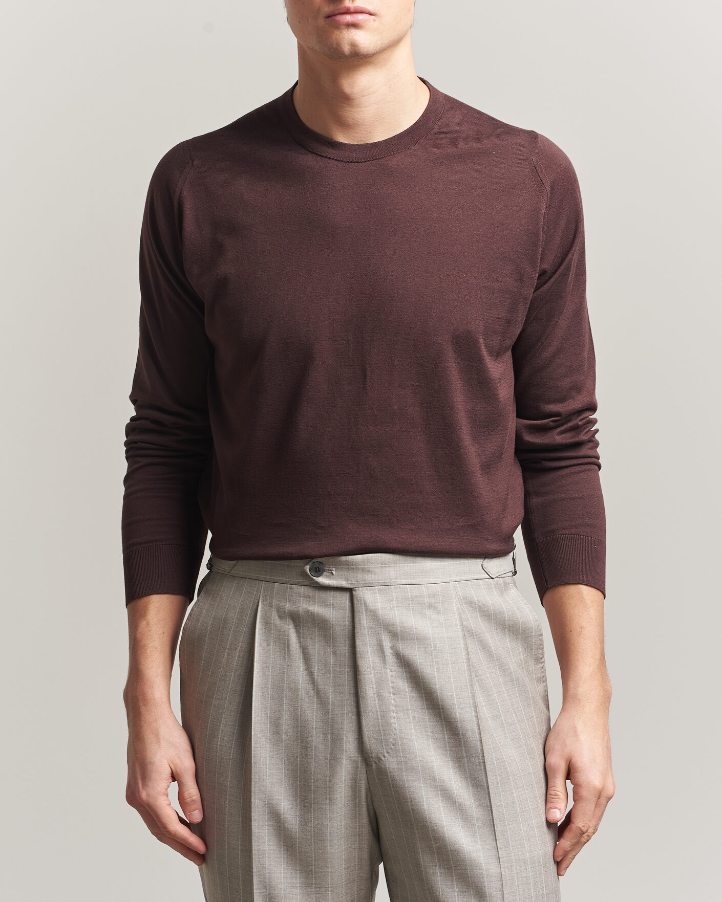 Herre | Gensere | John Smedley | Rowland Sea Island Crew Neck Pullover Raisin Brown