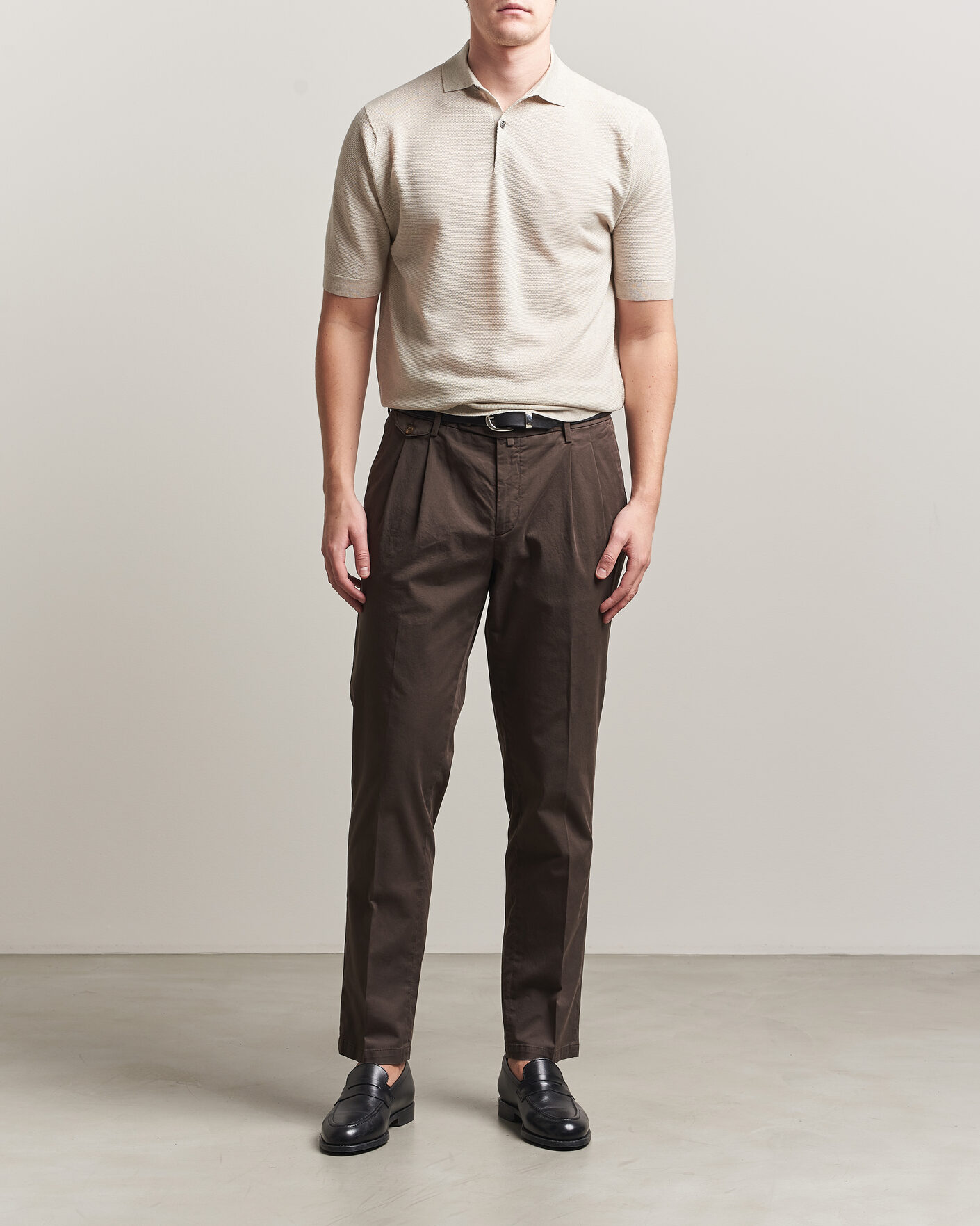 Herre | Pikéer | John Smedley | 14 Singular Knitted Textured Polo Grey Fleece