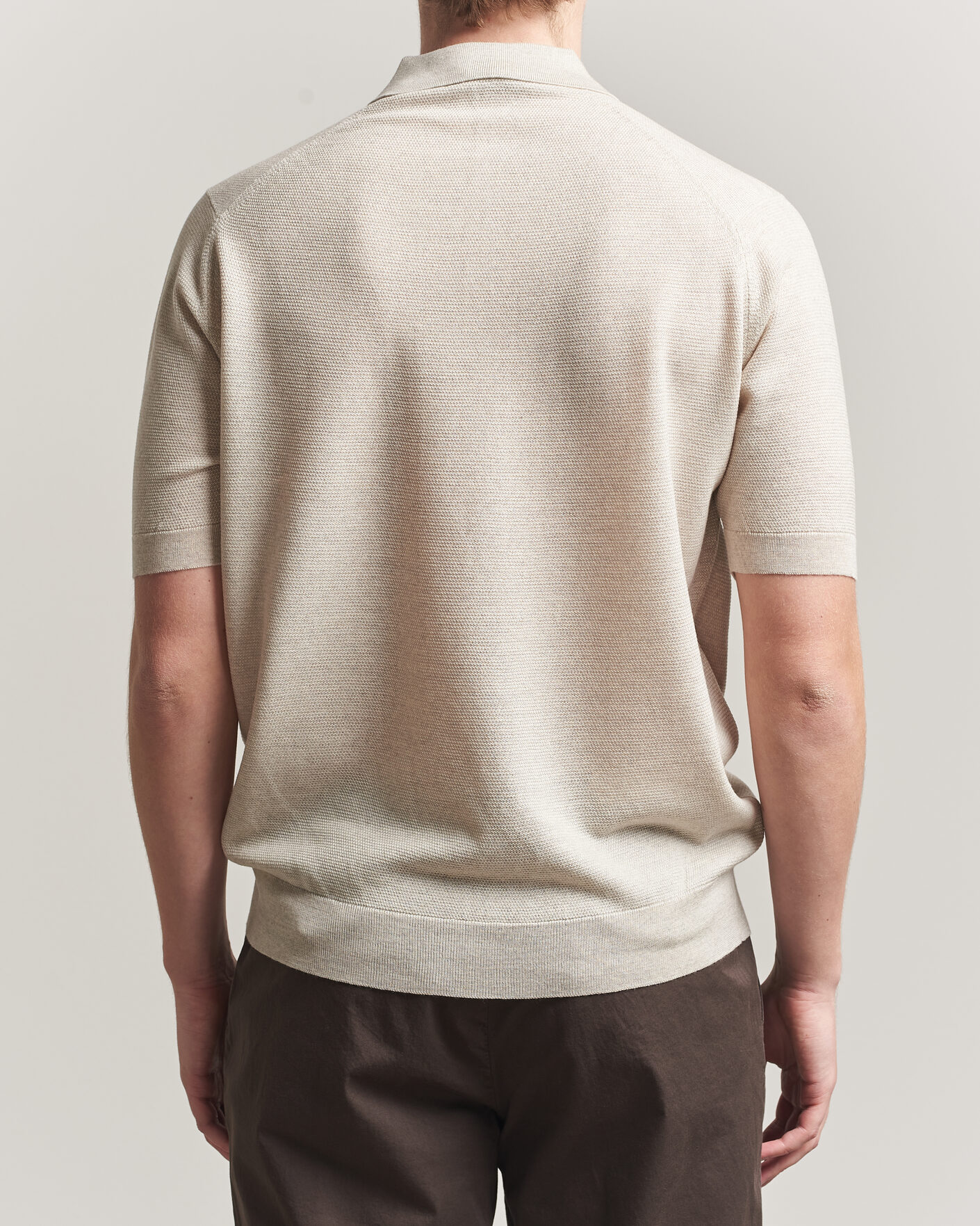 Herre | Pikéer | John Smedley | 14 Singular Knitted Textured Polo Grey Fleece