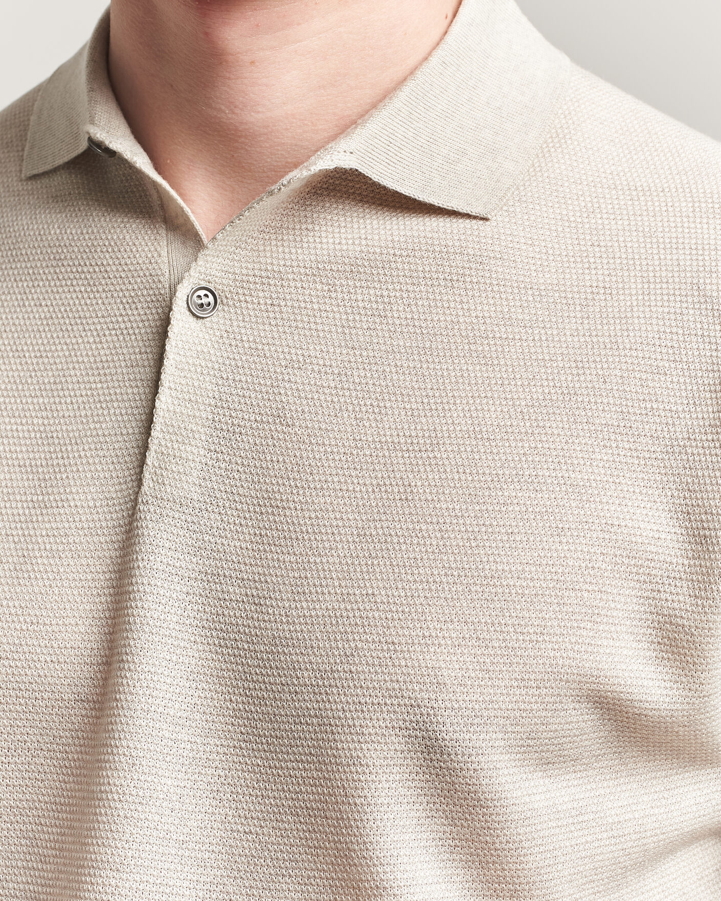 Herre | Pikéer | John Smedley | 14 Singular Knitted Textured Polo Grey Fleece