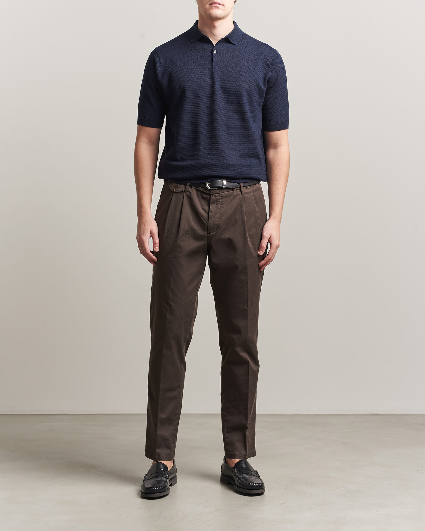 Herre | Pikéer | John Smedley | 14 Singular Knitted Textured Polo Midnight