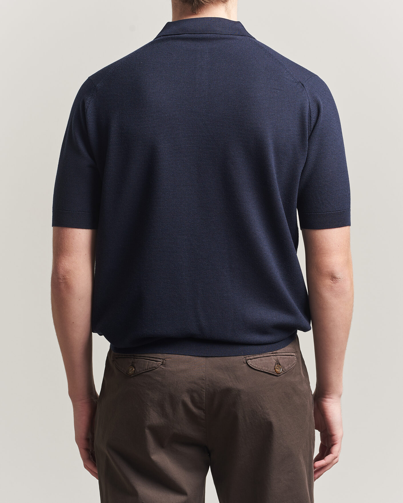 Herre | Pikéer | John Smedley | 14 Singular Knitted Textured Polo Midnight