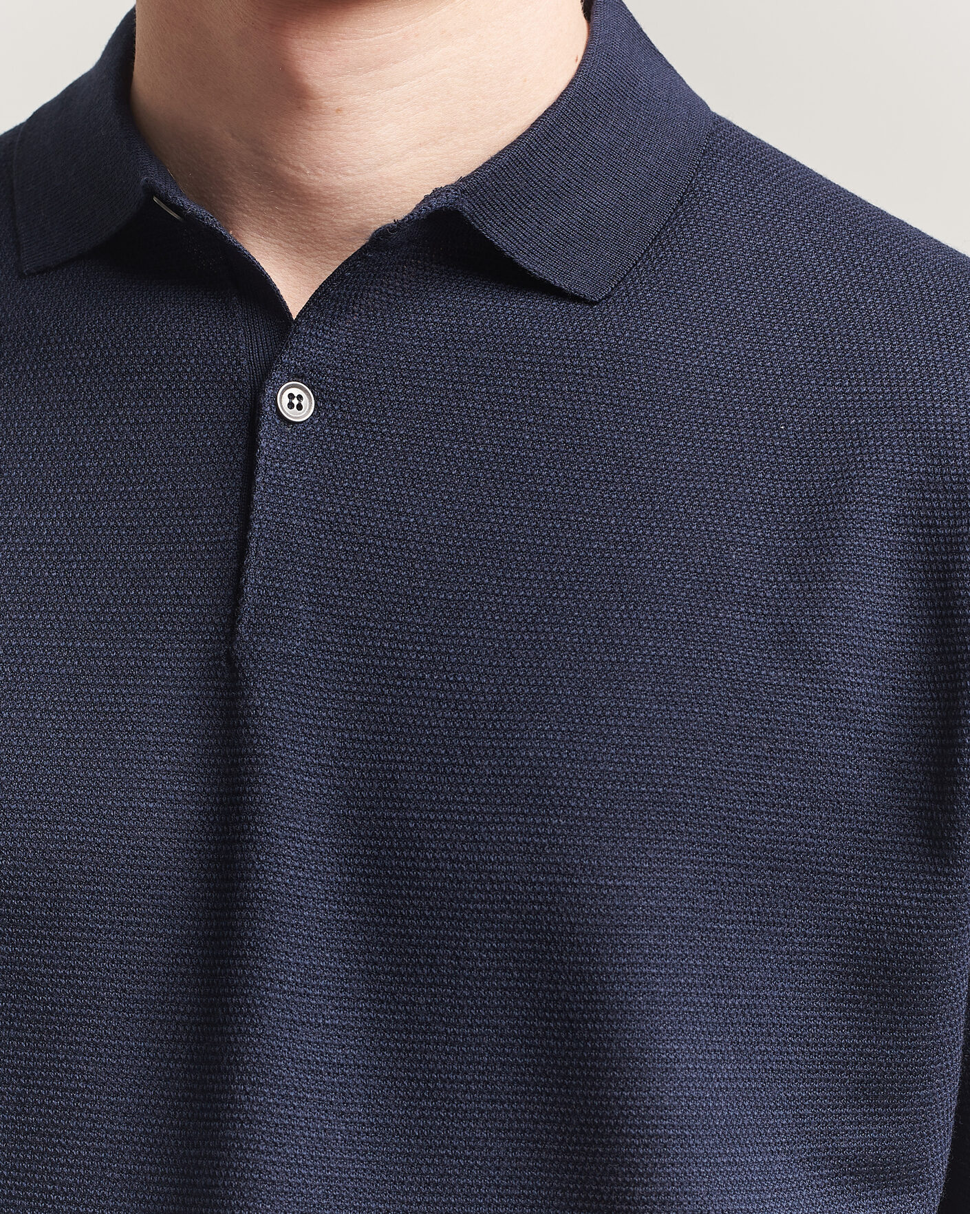 Herre | Pikéer | John Smedley | 14 Singular Knitted Textured Polo Midnight