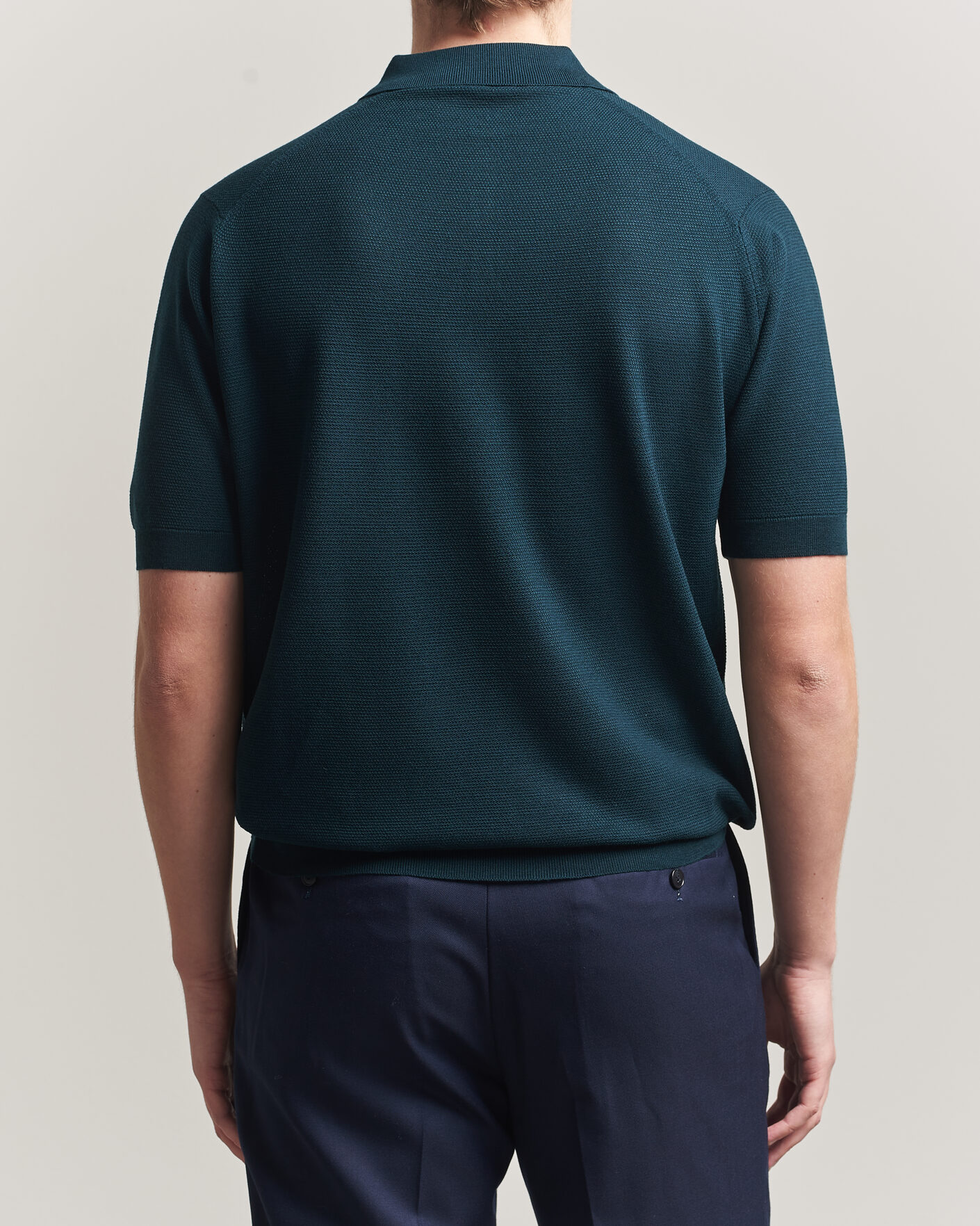 Herre | Pikéer | John Smedley | 14 Singular Knitted Textured Polo Richardson Green