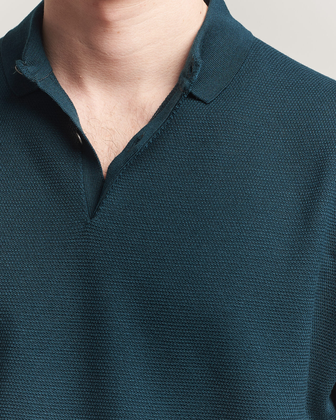 Herre | Pikéer | John Smedley | 14 Singular Knitted Textured Polo Richardson Green